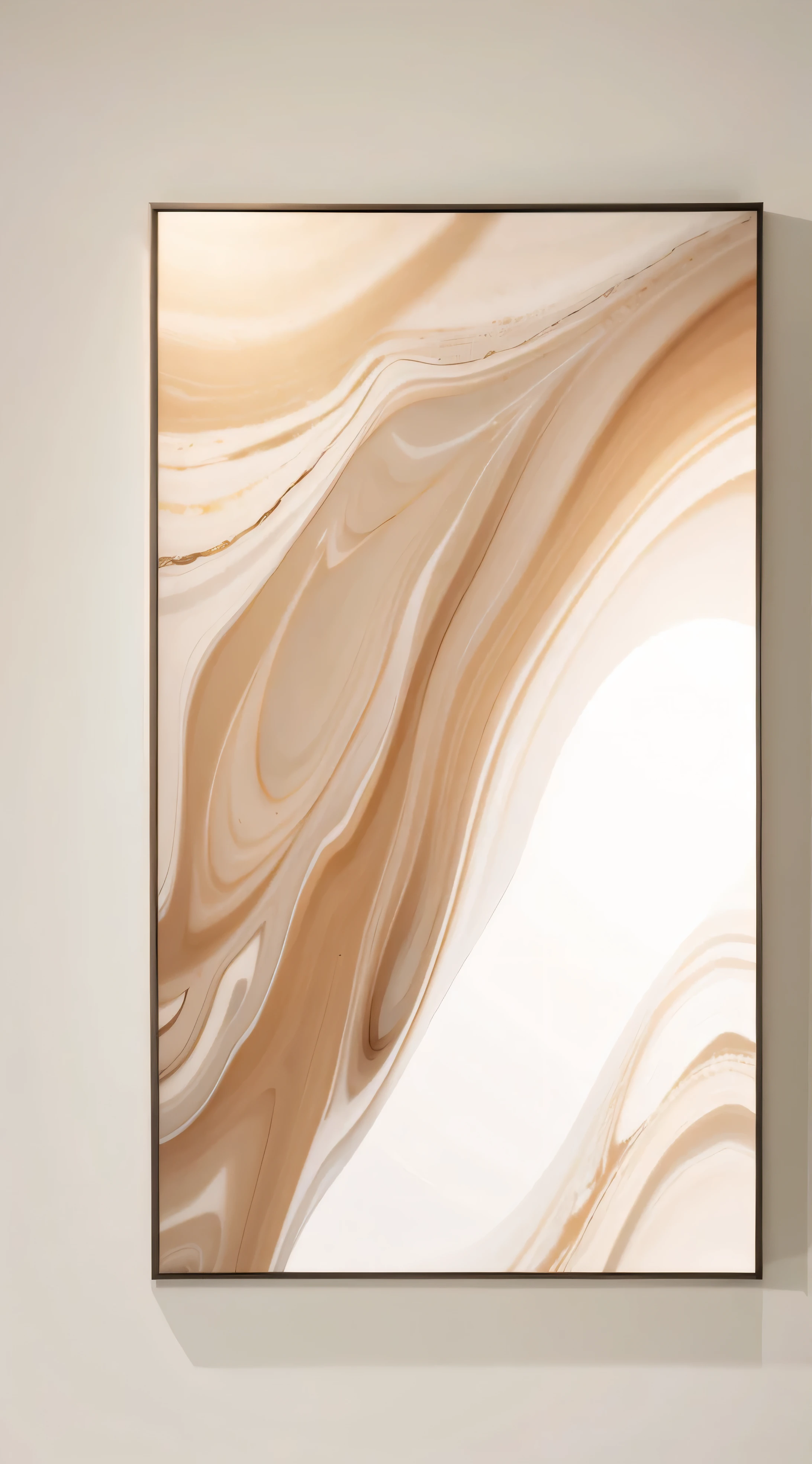 a picture of a painting on a wall above a couch, carved marble texture silk cloth, ultrafine detailed painting, sand - colored walls, abstract minimalist painting, abstract liquid acrylic art, high quality 16k digital art, abstract mirrors, clean elegant painting, sand color, abstract minimalism art painting, canvas art print, gradient brown to white