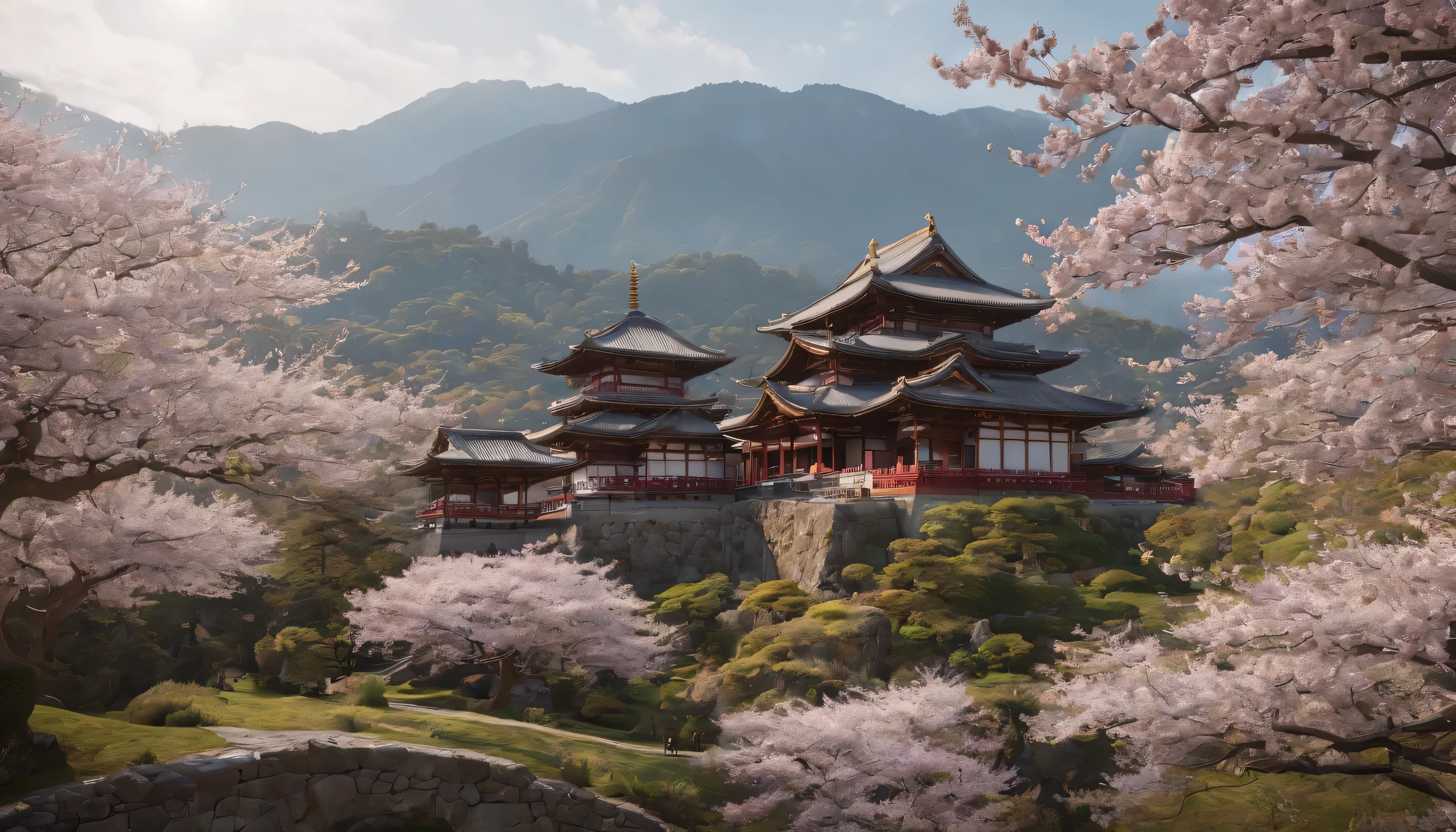 (Highly detailed CG Unity 8k wallpaper、masterpiece、highest quality、Super detailed)、(best lighting、best shadow、very delicate and beautiful)、highest quality、8k、Detailed facial depiction、masterpiece、highest quality、clear image quality、
Famous temples such as Kiyomizu-dera and Kinkaku-ji decorate the beautiful landscape with cherry blossoms。