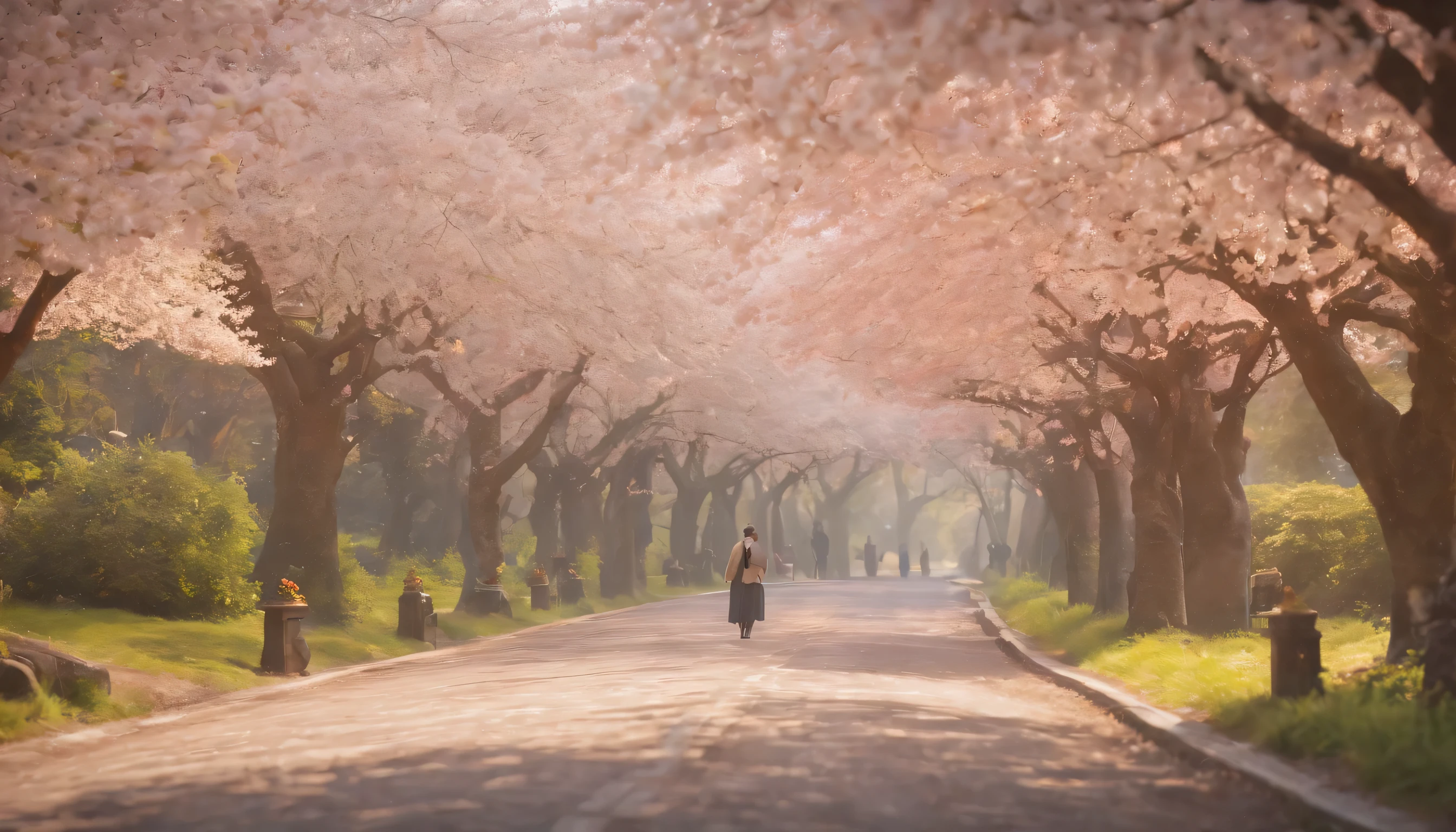 (Highly detailed CG Unity 8k wallpaper、masterpiece、highest quality、Super detailed)、(best lighting、best shadow、very delicate and beautiful)、highest quality、8k、Detailed facial depiction、masterpiece、highest quality、clear image quality、
Beautiful tunnel scenery created by cherry blossoms and cherry blossom trees along Philosopha&#39;path of。