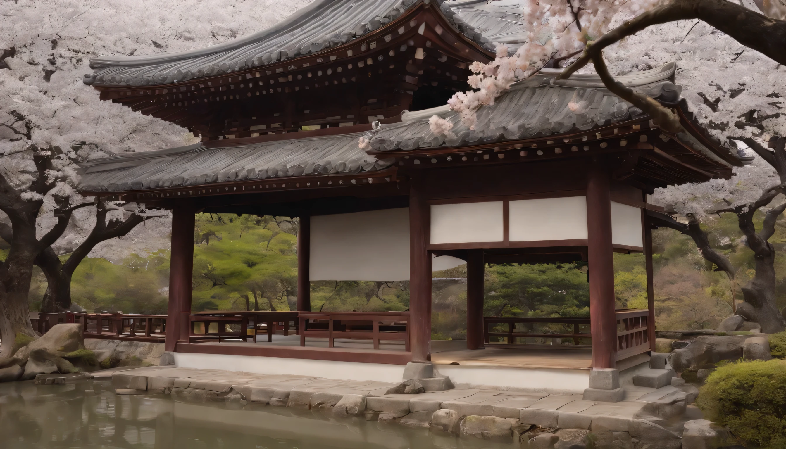 (Highly detailed CG Unity 8k wallpaper、masterpiece、highest quality、Super detailed)、(best lighting、best shadow、very delicate and beautiful)、highest quality、8k、Detailed facial depiction、masterpiece、highest quality、clear image quality、
Scenery of cherry blossoms and Japanese garden in the precincts of Kyoto Gyoen National Garden and Heian Shrine。