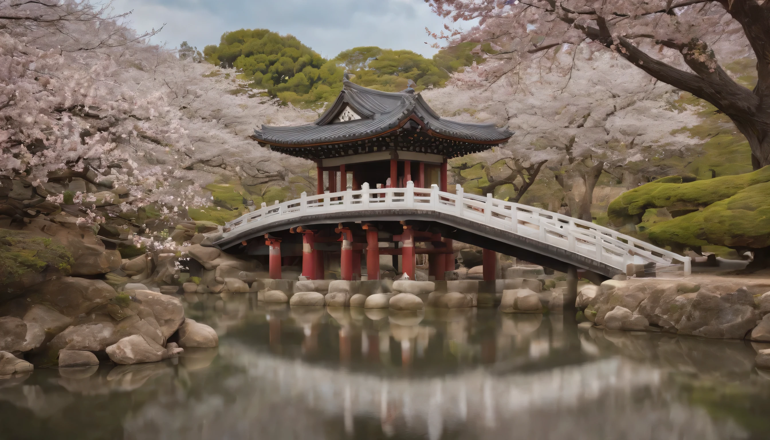 (Highly detailed CG Unity 8k wallpaper、masterpiece、highest quality、Super detailed)、(best lighting、best shadow、very delicate and beautiful)、highest quality、8k、Detailed facial depiction、masterpiece、highest quality、clear image quality、
Scenery of cherry blossoms and Japanese garden in the precincts of Kyoto Gyoen National Garden and Heian Shrine。