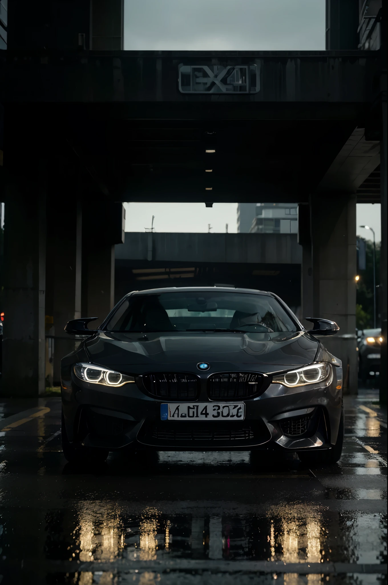 (best quality,4k,8k,highres,masterpiece:1.2),ultra-detailed,(realistic,photorealistic,photo-realistic:1.37),HDR,UHD,studio lighting,ultra-fine painting,sharp focus,physically-based rendering,extreme detail description,professional,vivid colors,bokeh,automobile,car,vehicle,transportation,road,rain droplets,wet,asphalt street,cinematic mood,shallow depth of field,volumetric lighting,product rendering view,luxurious,black,BMW M1,reflective surface,modern,sleek design,wet ground,cityscape,nighttime,urban atmosphere,moody atmosphere,urban,fast,exotic,front view,aggressive stance,high-performance,engine sound,headlights,taillights,window reflections,highways,driving speed,summer rain,beauty in motion