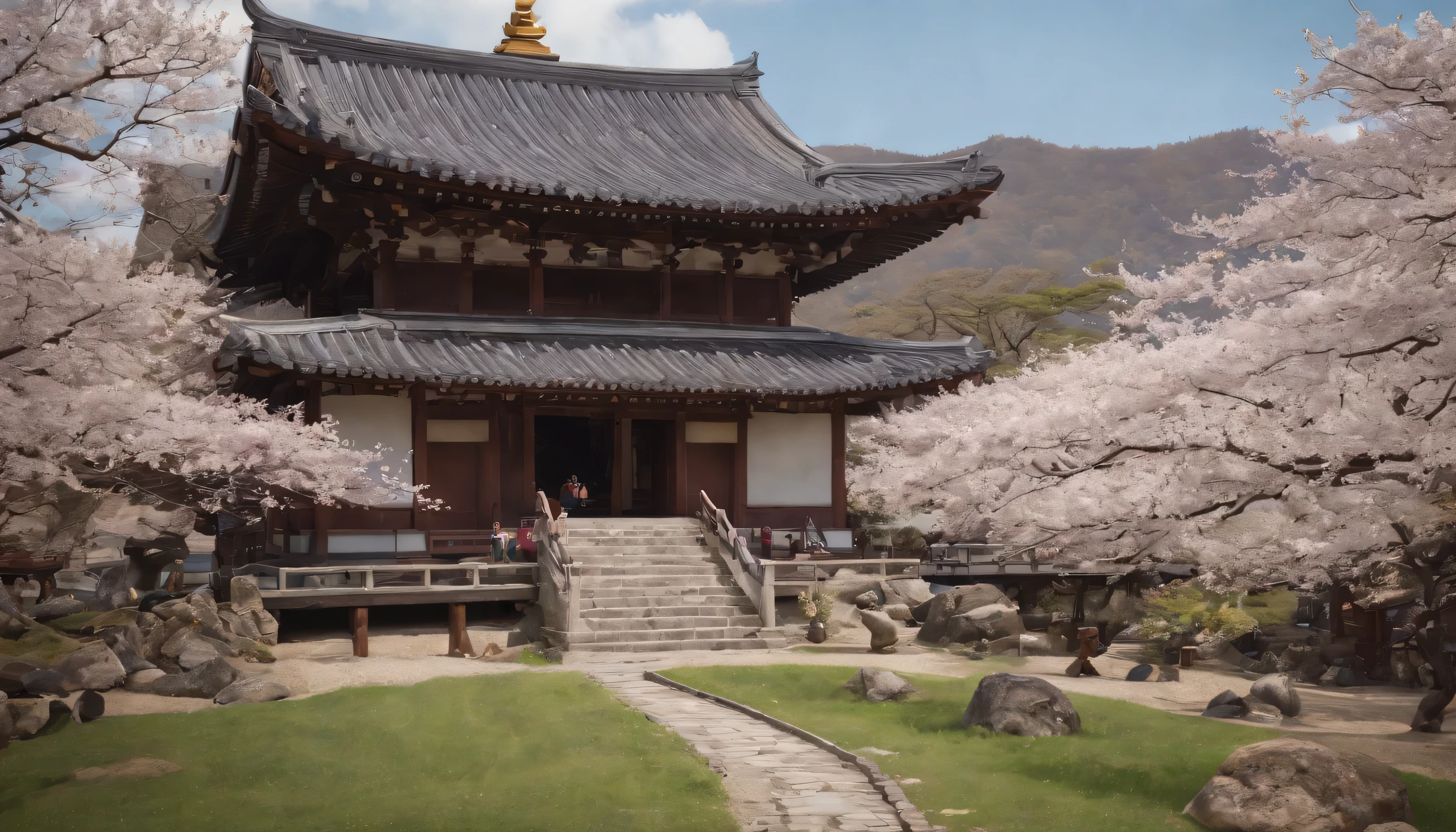 (Highly detailed CG Unity 8k wallpaper、masterpiece、highest quality、Super detailed)、(best lighting、best shadow、very delicate and beautiful)、highest quality、8k、Detailed facial depiction、masterpiece、highest quality、clear image quality、
Cherry blossoms at Kodaiji and Eikando temples herald the arrival of spring.。