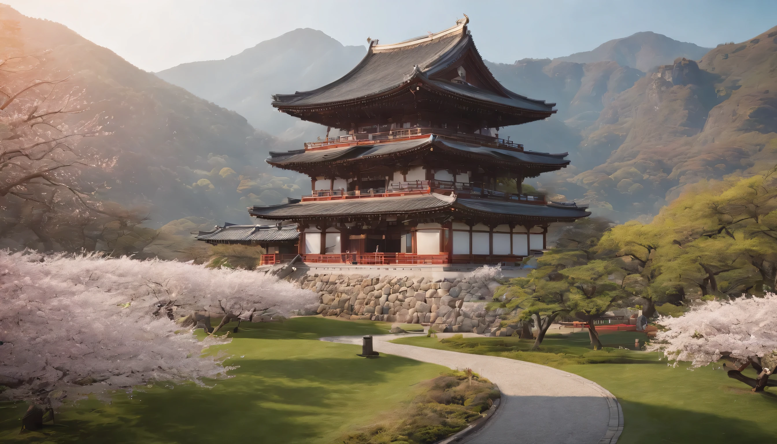 (Highly detailed CG Unity 8k wallpaper、masterpiece、highest quality、Super detailed)、(best lighting、best shadow、very delicate and beautiful)、highest quality、8k、Detailed facial depiction、masterpiece、highest quality、clear image quality、
Cherry blossoms at Kodaiji and Eikando temples herald the arrival of spring.。