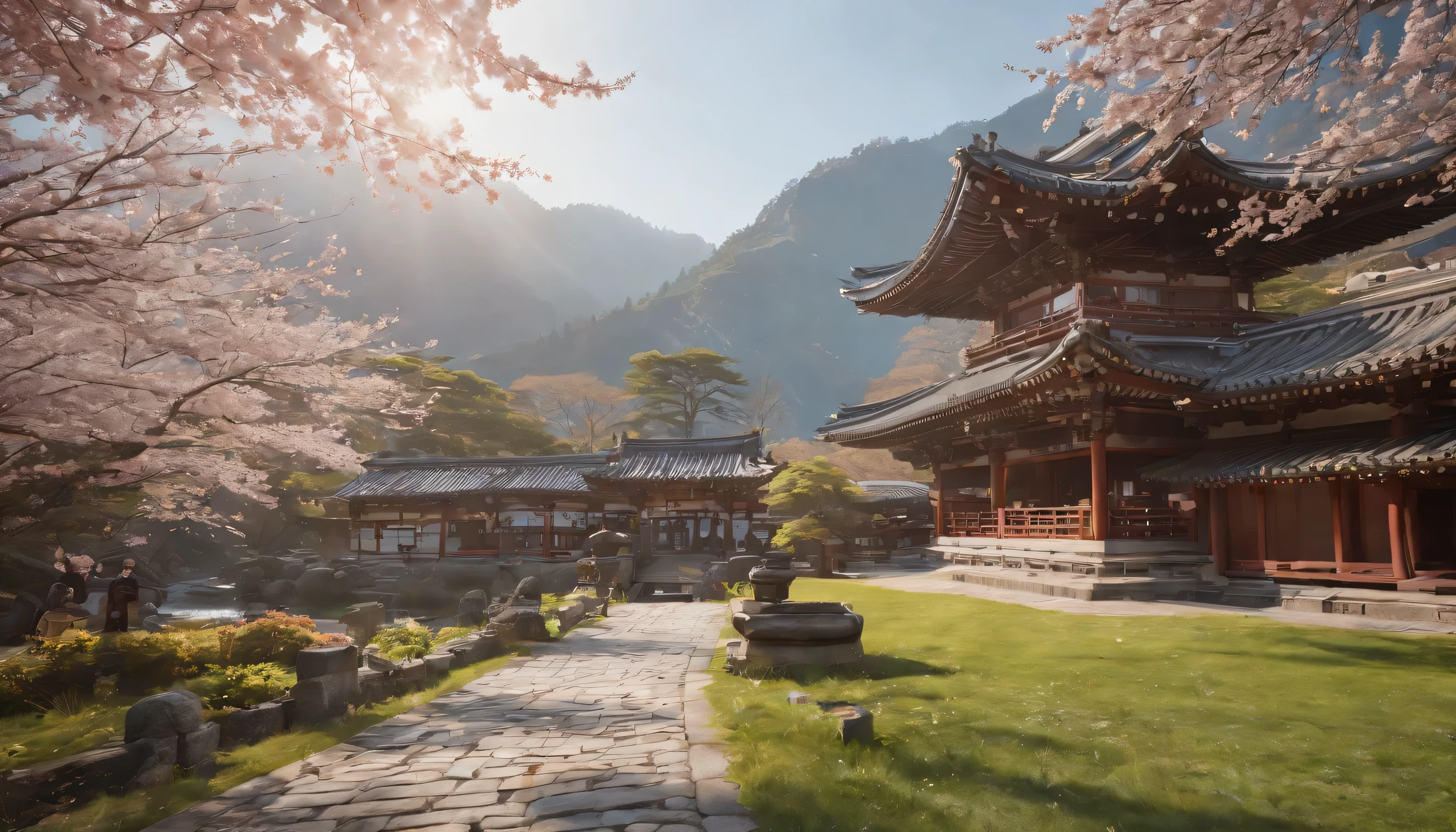 (Highly detailed CG Unity 8k wallpaper、masterpiece、highest quality、Super detailed)、(best lighting、best shadow、very delicate and beautiful)、highest quality、8k、Detailed facial depiction、masterpiece、highest quality、clear image quality、
Cherry blossoms at Kodaiji and Eikando temples herald the arrival of spring.。