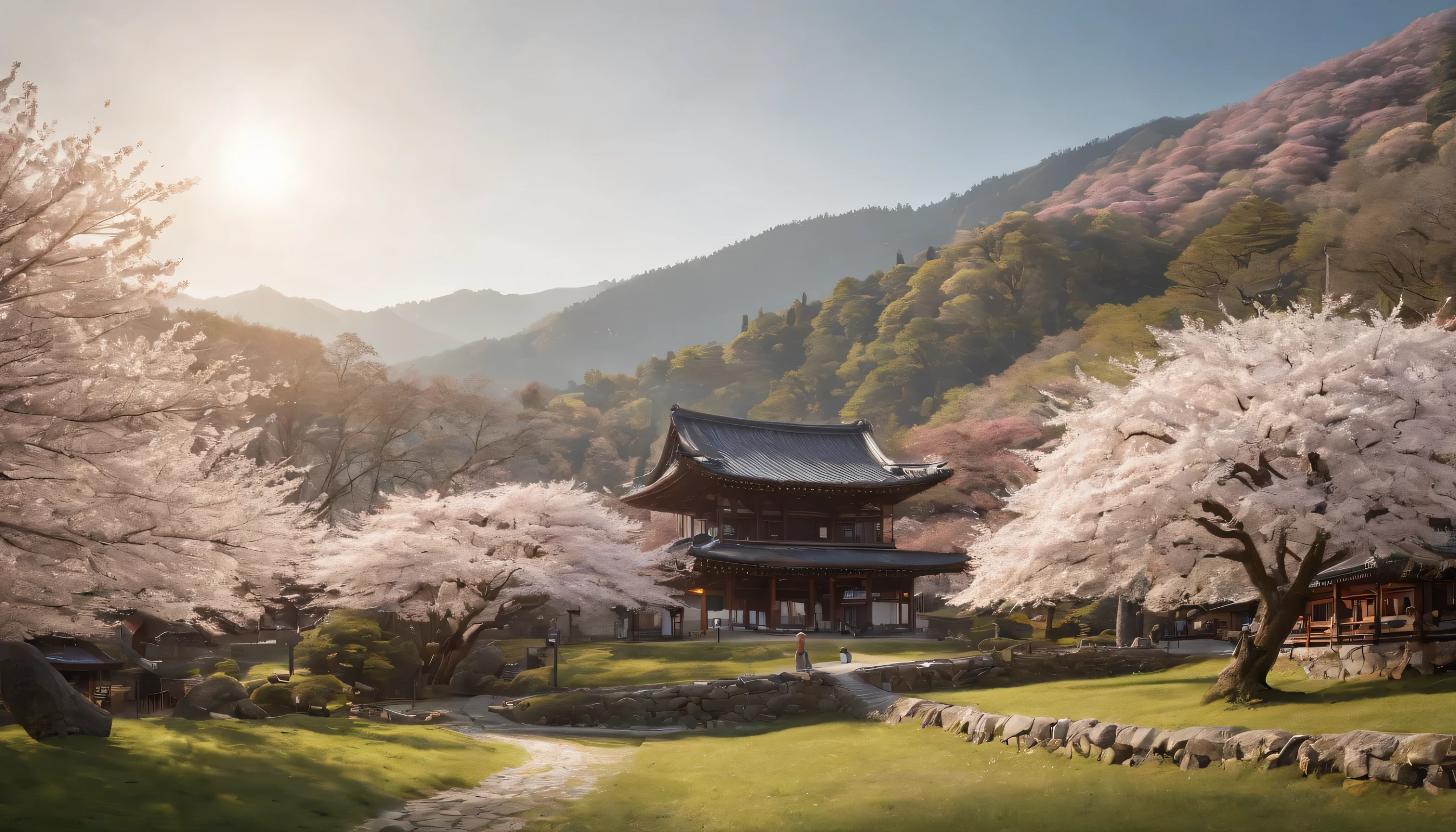(Highly detailed CG Unity 8k wallpaper、masterpiece、highest quality、Super detailed)、(best lighting、best shadow、very delicate and beautiful)、highest quality、8k、Detailed facial depiction、masterpiece、highest quality、clear image quality、
Scenery where Kyoto comes alive&#39;Machiya and old folk houses that exude the atmosphere of cherry blossoms。
