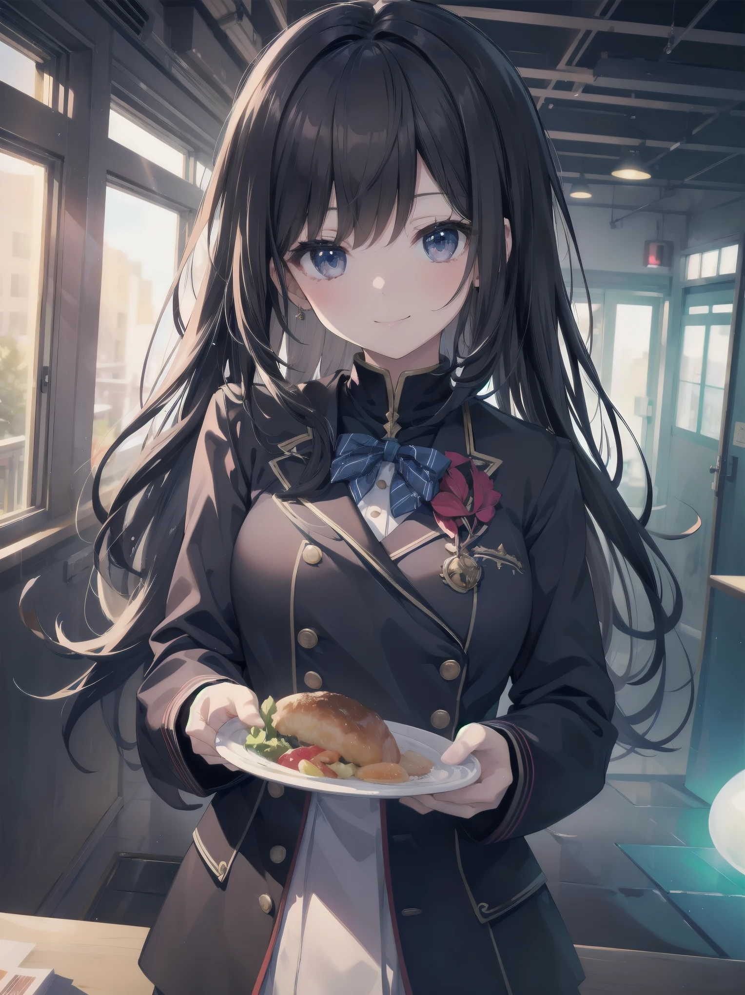 Enhanced dynamic perspective,cute cute beautiful girl,brand JK uniform,look at me and smile,simple background,works of masters,high quality,16K resolution,super fine,Accurate,cinematic lighting,