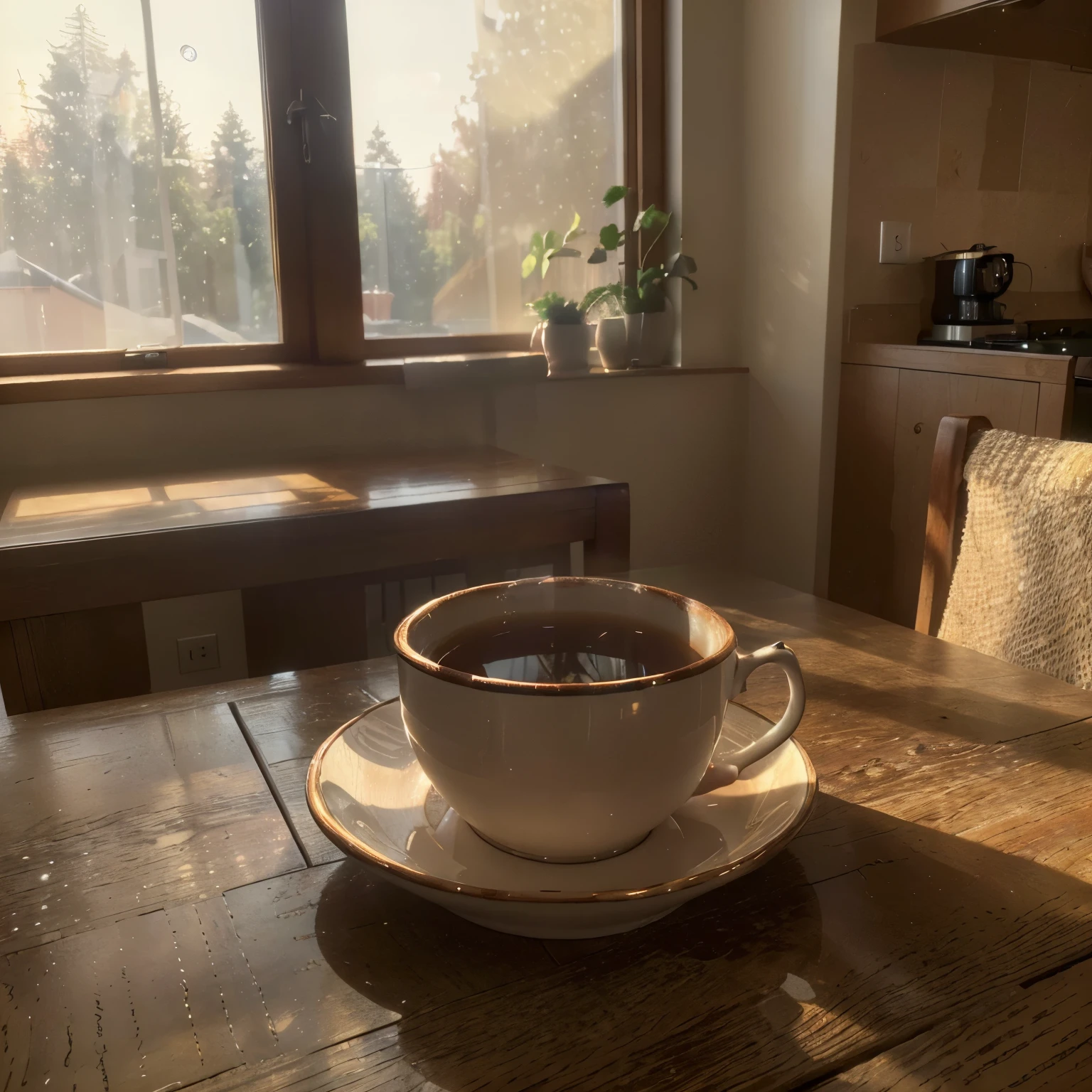 (best quality,4k,8k,highres,masterpiece:1.2),ultra-detailed,(realistic,photorealistic,photo-realistic:1.37),tea,cristal cup,close up,tea bags in the cup, kitchen table,Instagram photo,iPhone photo,warm colors,cozy lighting,wooden table,steam,casual,sunlight filtering through the window, aesthetic style
