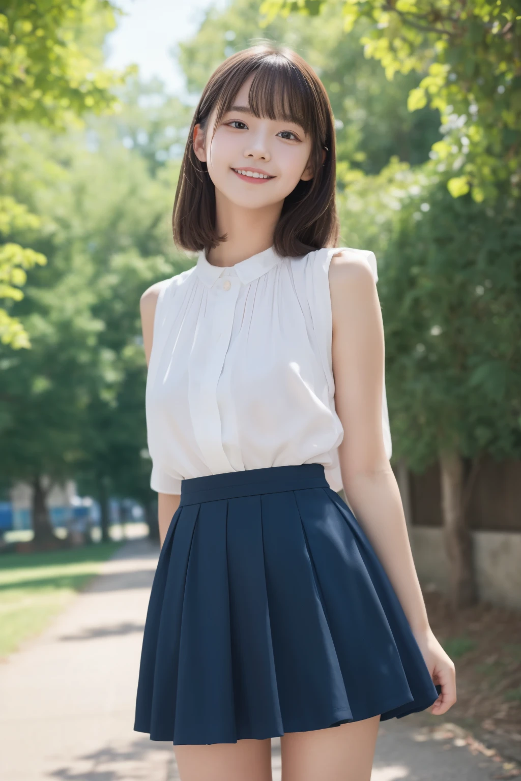 two girls, two girls, pretty girl、14 years old, smile, summer mini dress, A skirt that flips in the wind、hair blowing in the wind、thighs, panties、8k, masterpiece, high detail, high quality, High resolution, 最high quality,