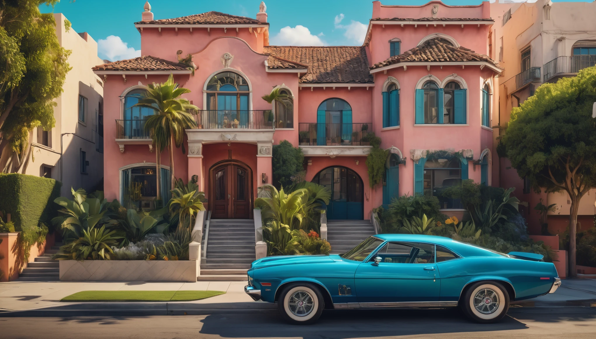 create an image demonstrating the style of ((Glamorous Los Angeles)) style, hyper realism, 8k high definition, vibrant colors, sharp focus, insanely detailed