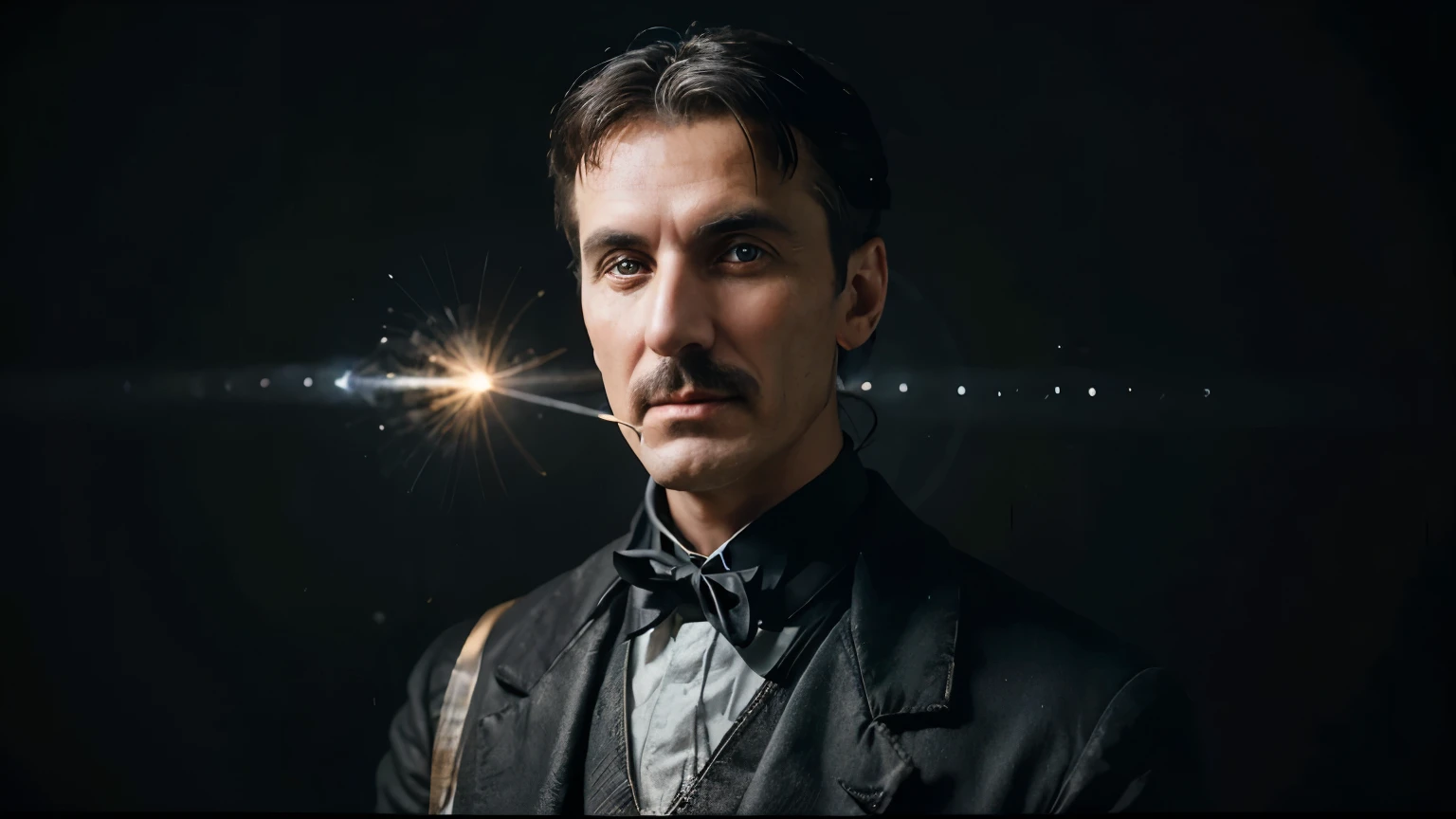 
Generate an AI-generated image representing the life and legacy of Nikola Tesla, capturing his innovative spirit and exploration of the universe's secrets through energy, frequency, and vibration. The image should be in a 16:9 aspect ratio format and evoke a sense of awe and wonderment associated with Tesla's groundbreaking ideas.