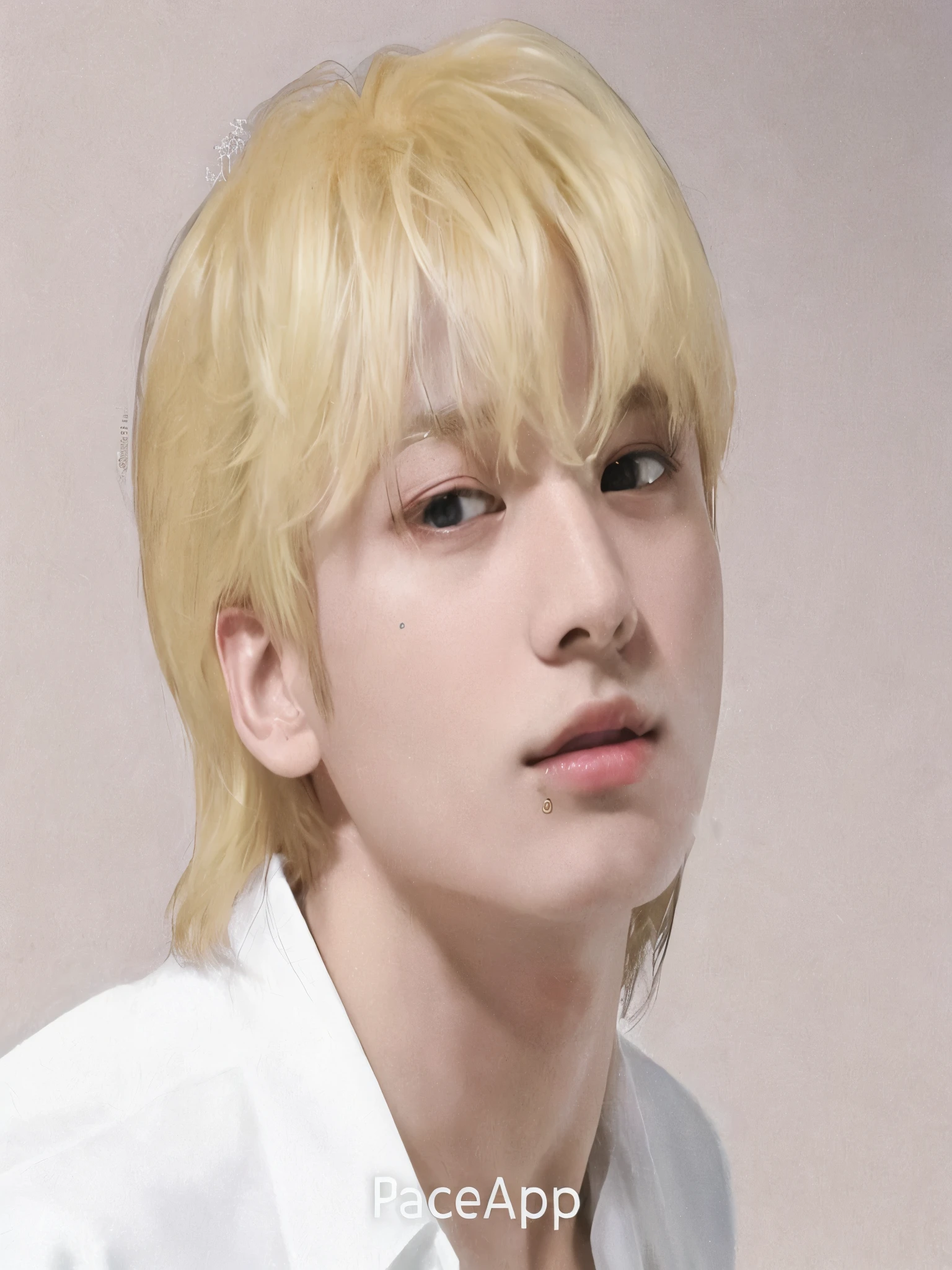 arafed image of a man with a blonde hair and a white shirt, with accurate face, pale round face, face morph, jungkook, with round face, ugly appearance, accurate jimin face, cai xukun, young face, aesthetic face, clear cute face, a face, perfect face ), inspired by Yanjun Cheng, very clear face, bts jungkook, jung kook