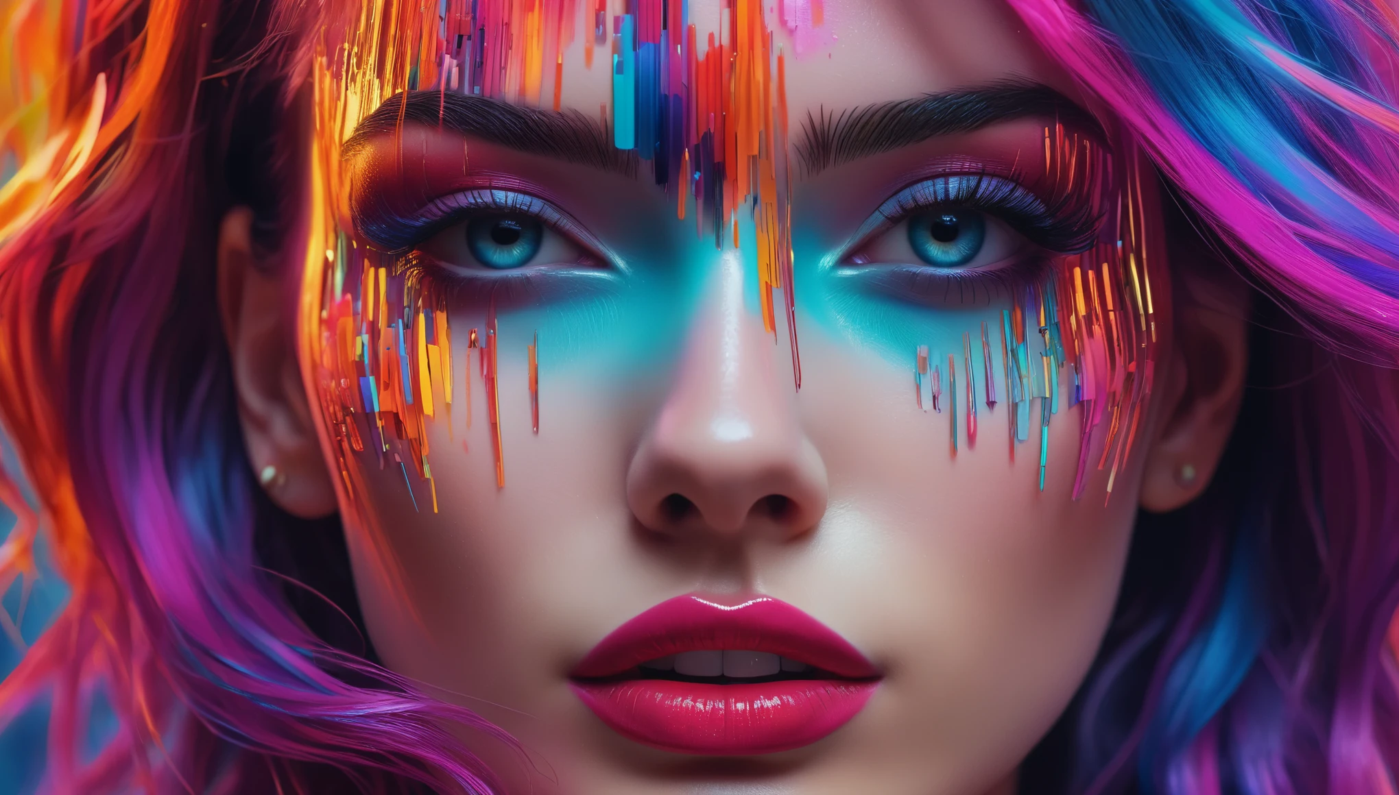 create an image demonstrating the style of ((Glitchcore)) style, hyper realism, 8k high definition, vibrant colors, sharp focus, insanely detailed