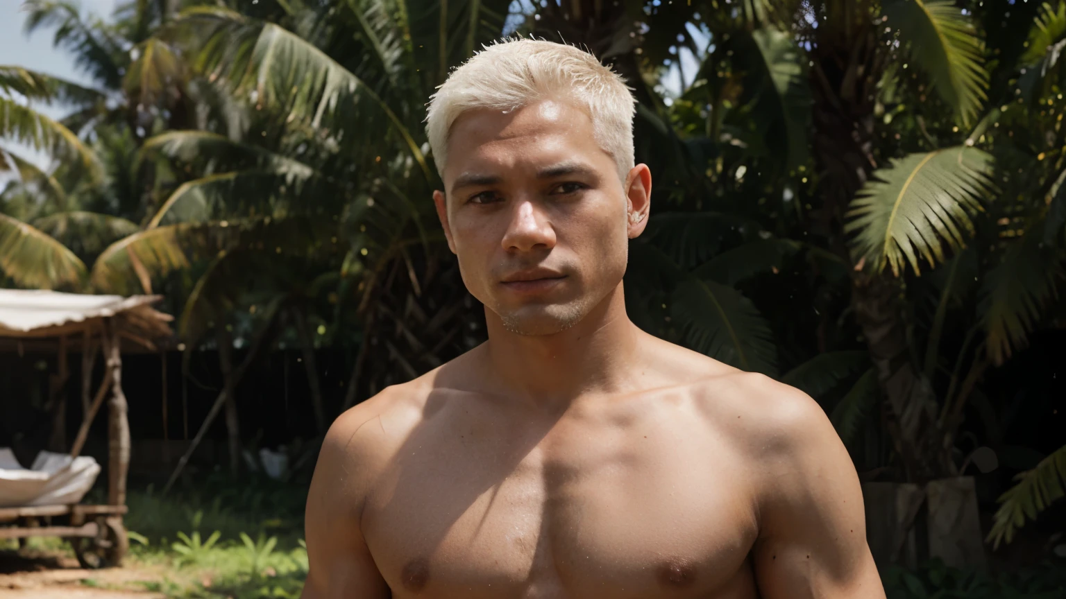 A man with white skin on the plantation harvesting