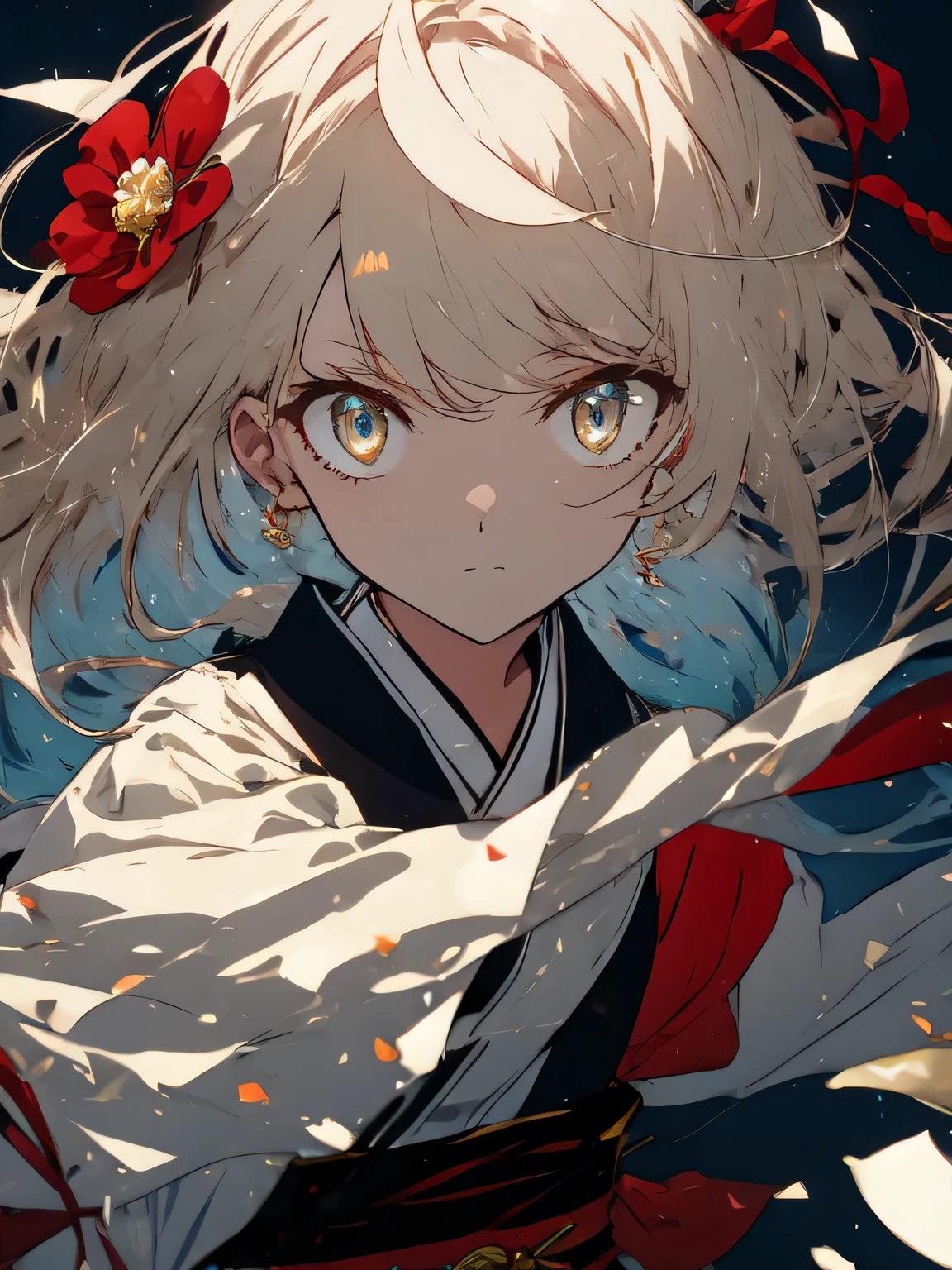 (最high quality、masterpiece、beautiful anime、high quality)、1 girl、(Shining amber eyes)、(Glossy hair and skin),Onmyoji、elation