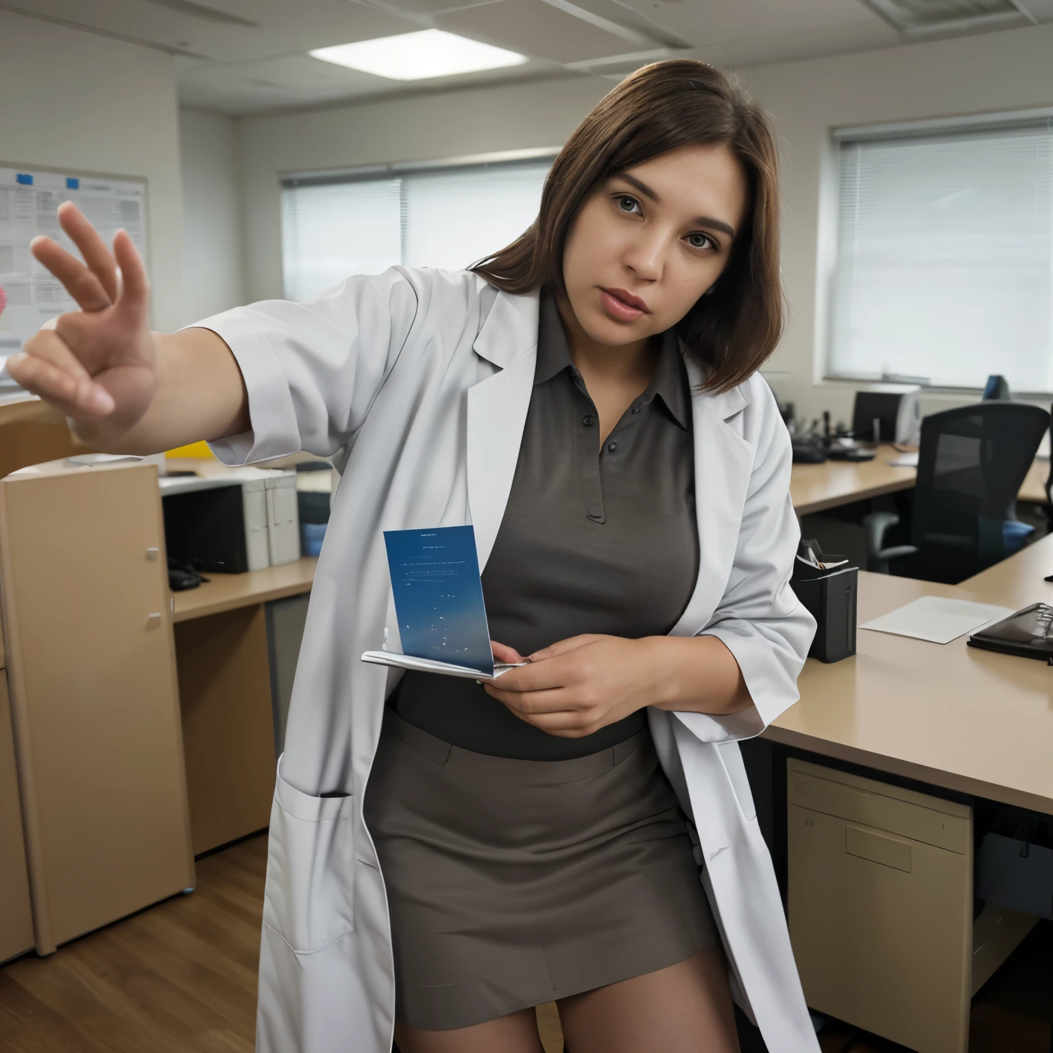 Photo of lab coat on office table 