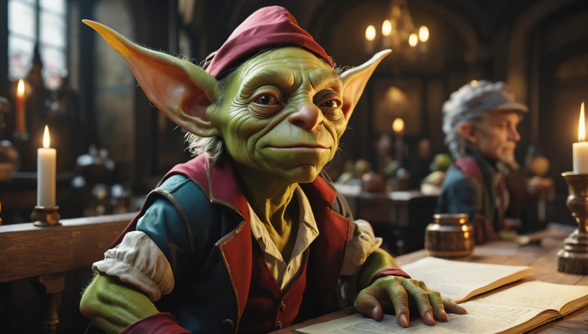 create an image demonstrating the style of ((Goblin Academia)) style, hyper realism, 8k high definition, vibrant colors, sharp focus, insanely detailed