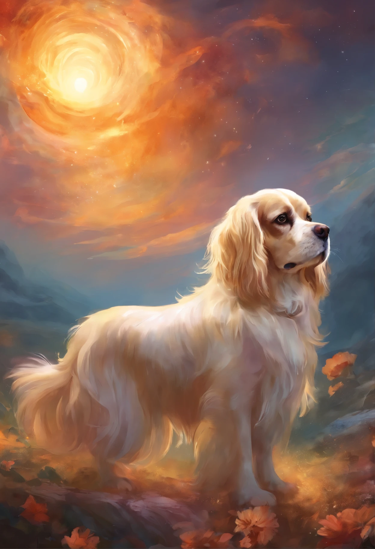 Ellie, dog breed king charles spaniel, the sun, Vesna, marchen,