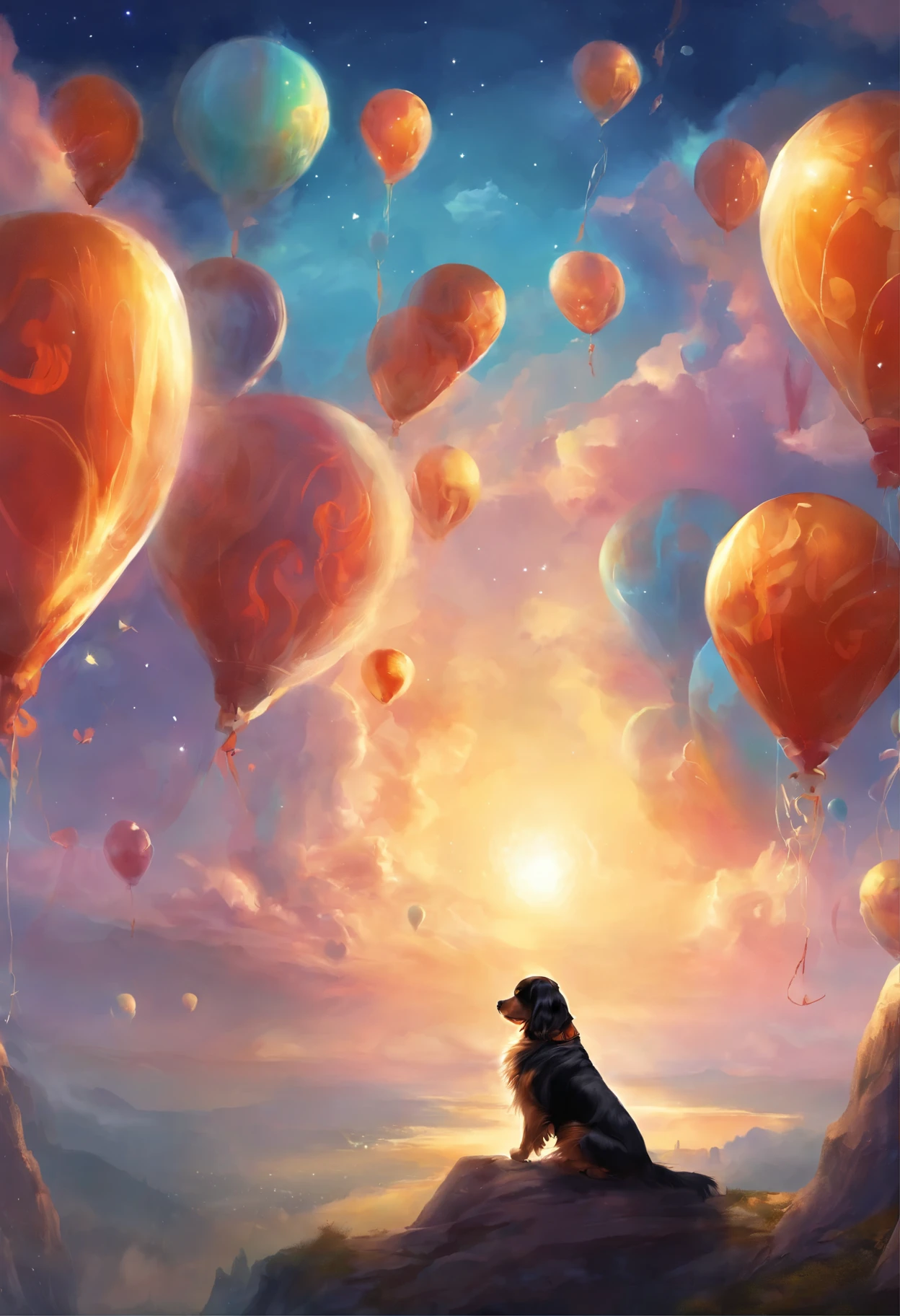 Ellie, dog breed king charles spaniel, the sun, Vesna, marchen,  Balloons, pie, Candles