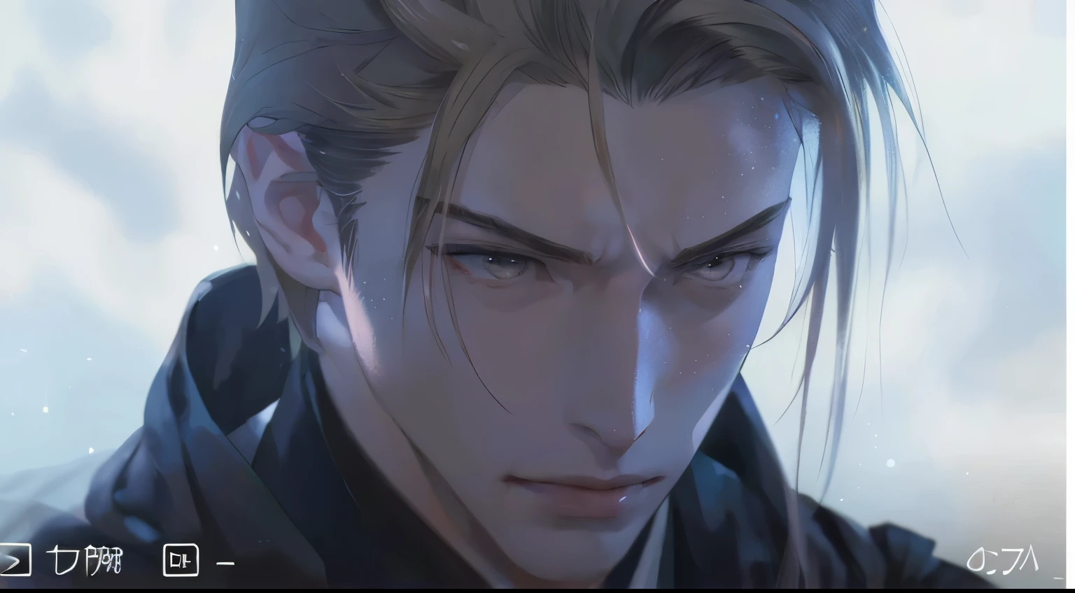 a man with chiseled face, close up of a person, Rufus Shinra, Final Fantasy, FF7, golden hair, handsome man, androgynous prince, delicate androgynous prince, handsome prince, zhongli from genshin impact, heise jinyao, casimir art, genshin, loong, royal elegant pose, taisho roman, granblue fantasy