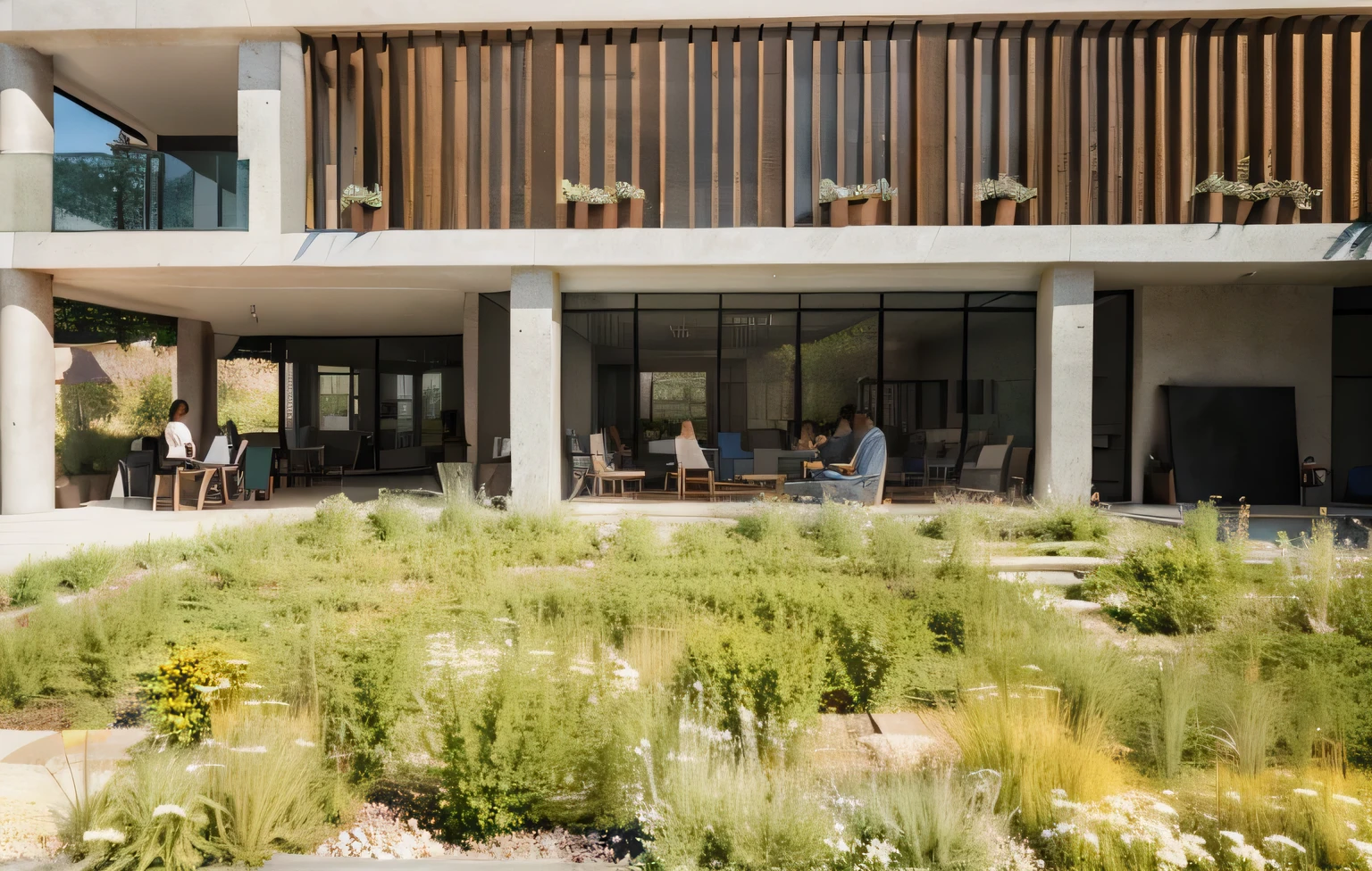 a rendering of a building with a courtyard and a courtyard area, photo render, exterior shot, architecture render, architectural render, rendered in enscape, detail render, photographic render, professional render, digital render, school courtyard, award-winning render, artistic impression, final render, enscape render, highly photographic render, high render, architectural visualisation, artistic render