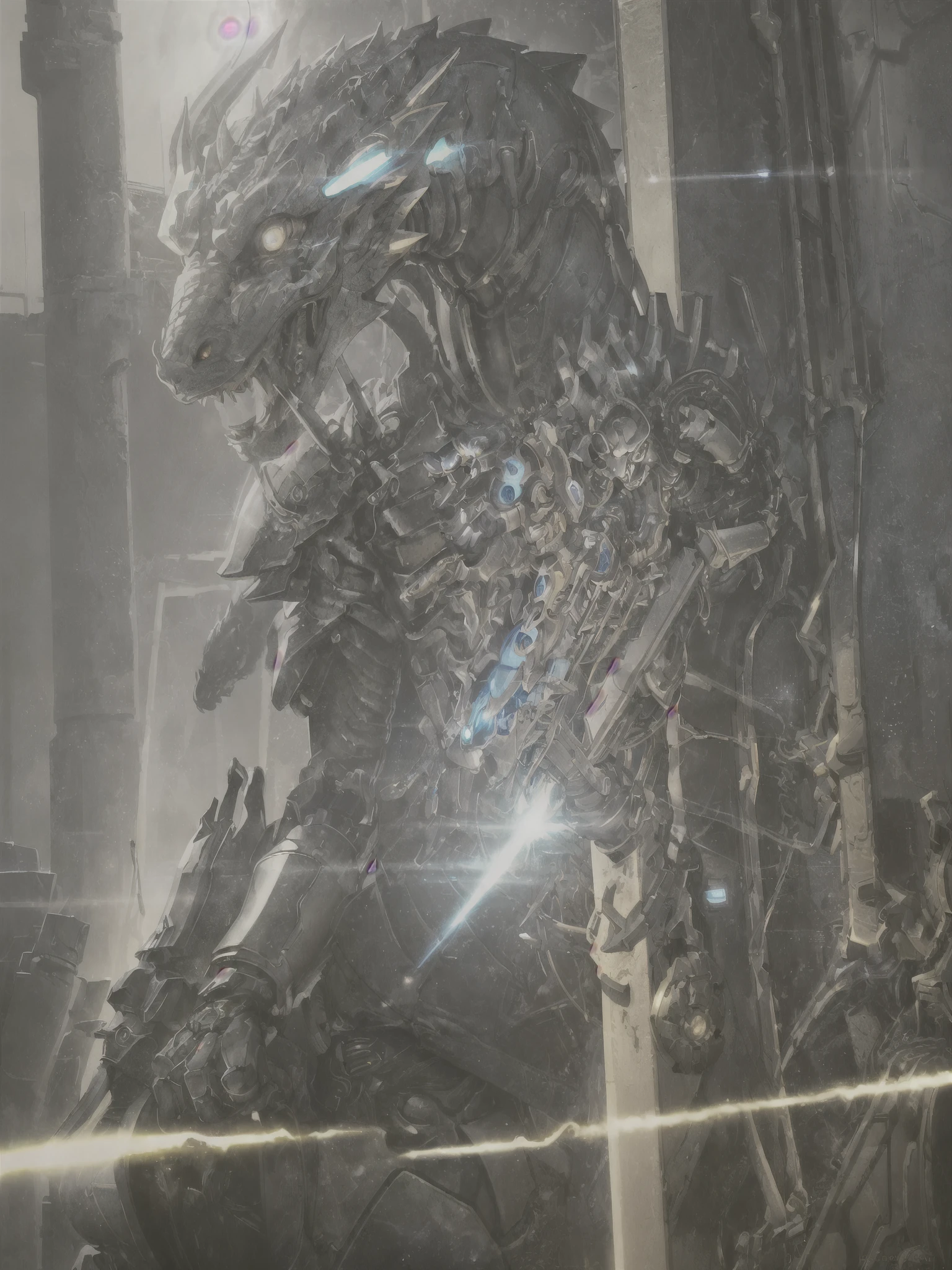 Advanced bionic mechanism, Cyblog, anthro, (dragon), cyborg, male, white body, silver torso, shiny, [whole body], logic, detailed face, fine eyes, (1 tail), (Glowing LED:1.1), energy, Refers to behavior, outdoors, Highly detailed CG Unity 8k wallpaper, genuineistic, masterpiece, highest quality, Lens flare, ungenuine engine, Trending at Art Station, Complex, high detail, dramatic, genuineism, beautiful and delicate lighting, Shadow, thunder, (photographgenuineism, photograph, genuine, genuineism), photographgenuineistic, Science fiction