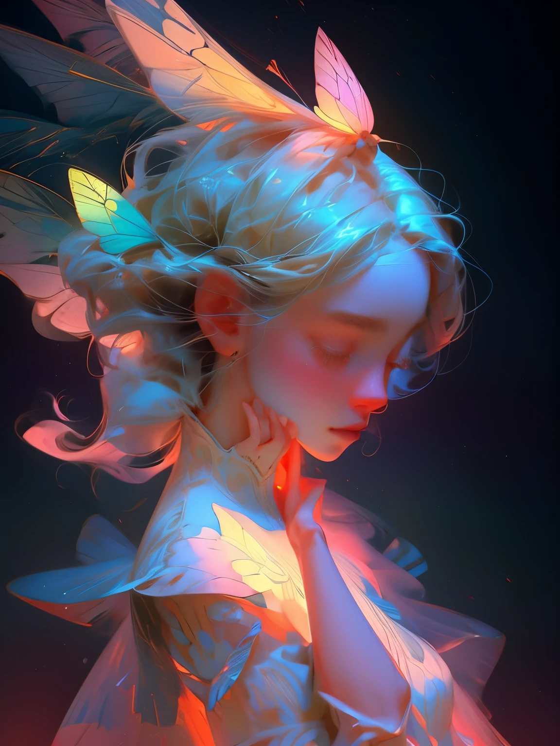 Masterpiece, (best quality), ((best detailed:1.6)), depth of field, a beautiful girl with a captivating beauty face, nestled among the vibrant hues of a colorful landscape, (surrounded_by:1.3, nature, spirit, blossom), (evoking_emotion:1.2, peace, serenity), enchanting elements, (harmonizing_perfectly:1.4), sun rays filtering through, (glowing_dress:1.2, ethereal, magnificent), adorned with delicate flowers, (butterflies_fluttering:1.3, gracefully, around), (be
