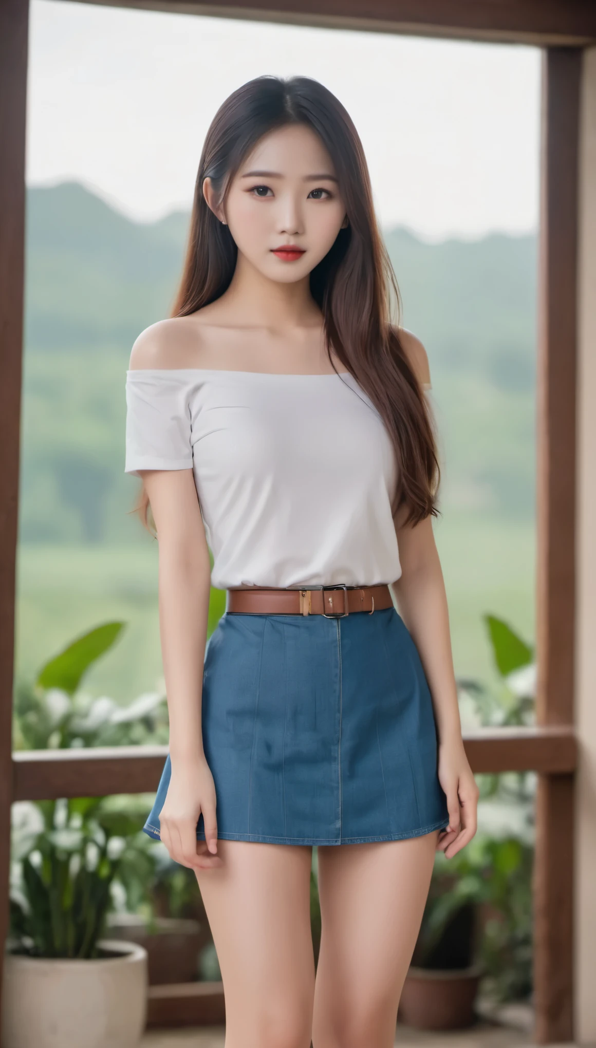 One girl,Realistic asian girl,beautiful face,8k resolution,standing up position,with Myanmar longyi,perfect body,big boots,