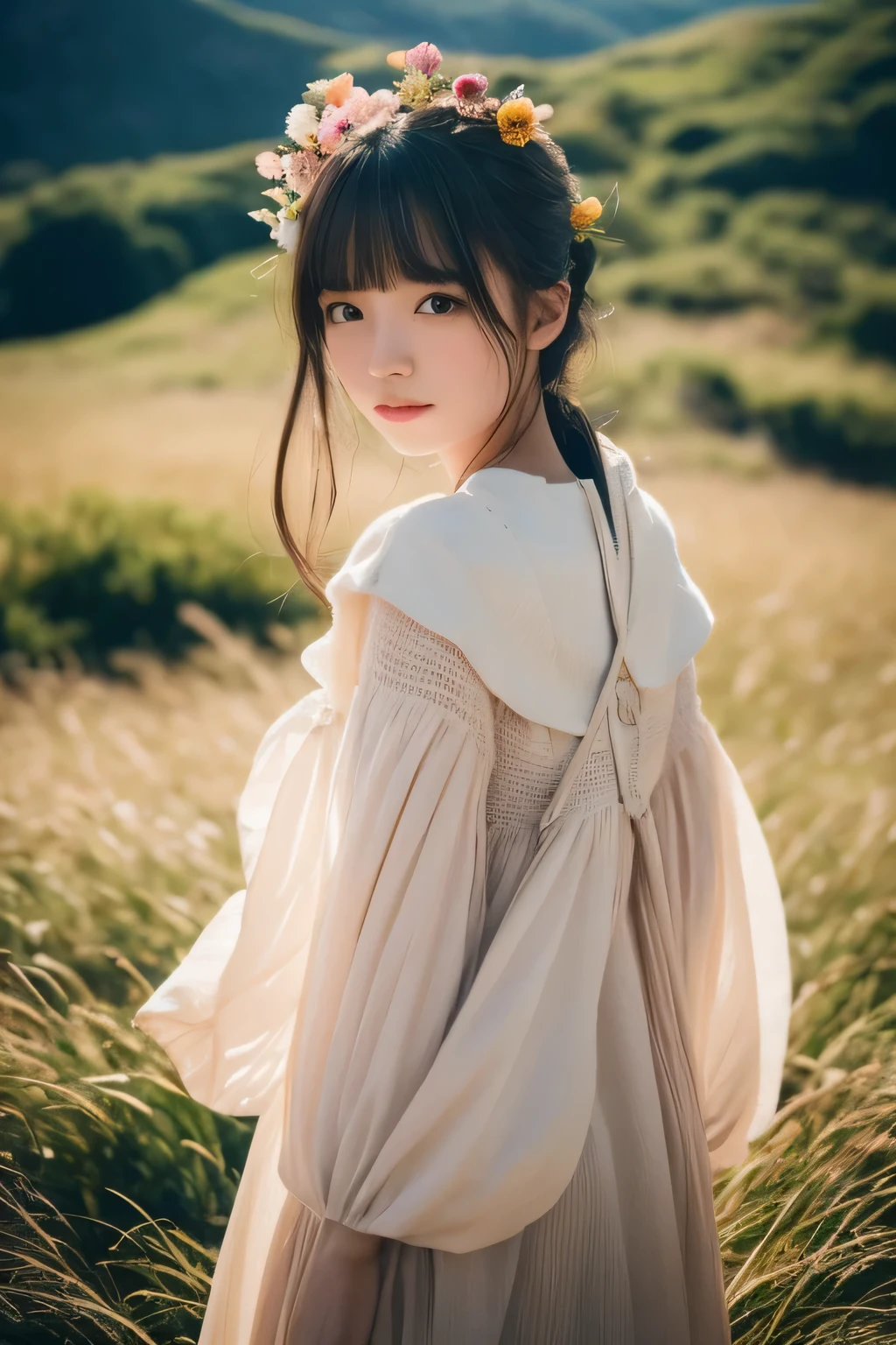 Dried flower、beautiful japanese girl。Generates high-quality female images with a novel and artistic atmosphere。she has her own fashion style、Wear bright and soft clothes。Against the backdrop of a fantastic and magical landscape.、Mixed with light and abstract elements。her pose is sophisticated.、Gives natural movement and dynamism。。Light and shadow effects are attractively presented、Detailed faces and expressions are full of emotion.、Full of charm...。The overall atmosphere is modern and innovative., still、Has a unique artistic touch.。This high quality image、The pastel colors look beautiful、Awakens visual stimulation and aesthetic sense、it's interesting for the viewer、you will be surprised。Create works that incorporate artistic elements。