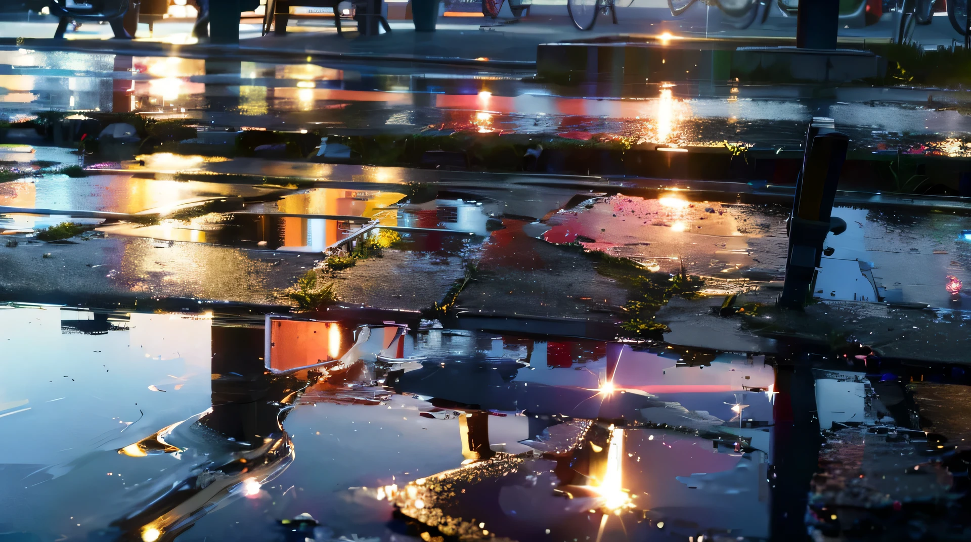 High resolution,high quality,High resolution,light reflects in a puddle