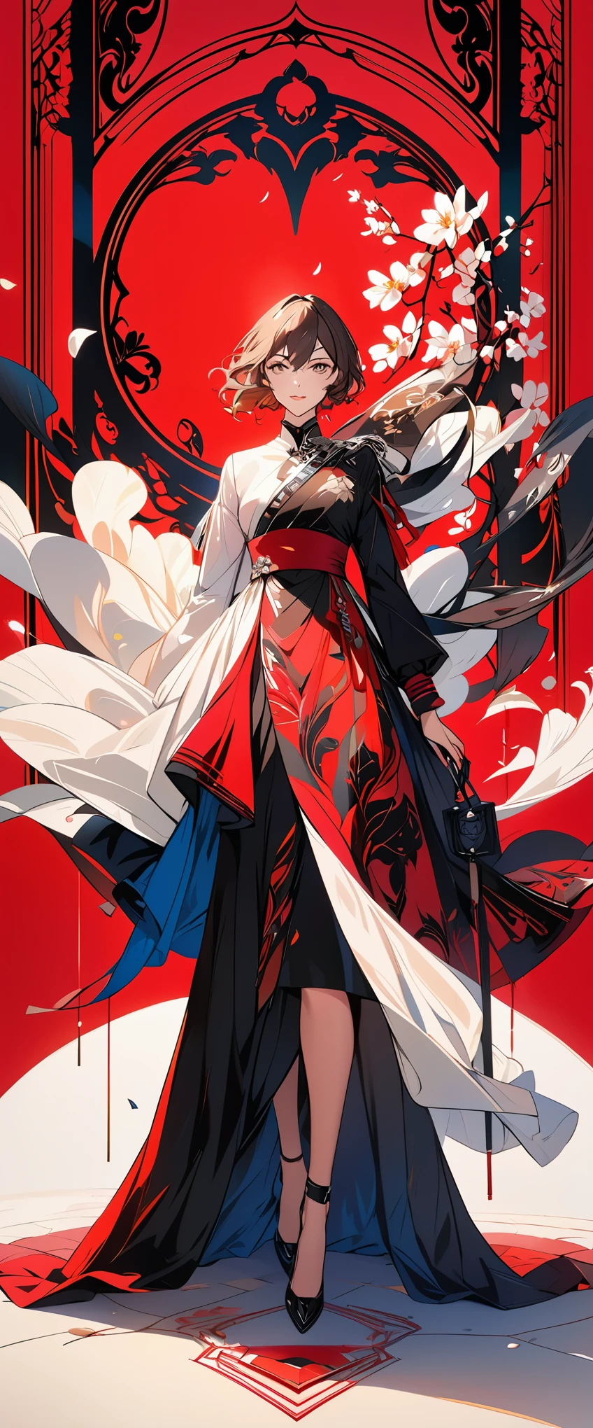 (Masterpiece:1.5),(Best Quality:1.5),High Resolution,Highly Detailed,(Low Contrast:1.1),Full body photo,.official art,red background,flat color,partially colored,{persona 5},.|key visual| intricate| highly detailed| breathtaking beauty| digital lineart| vibrant|,.Aestheticism Painting,.