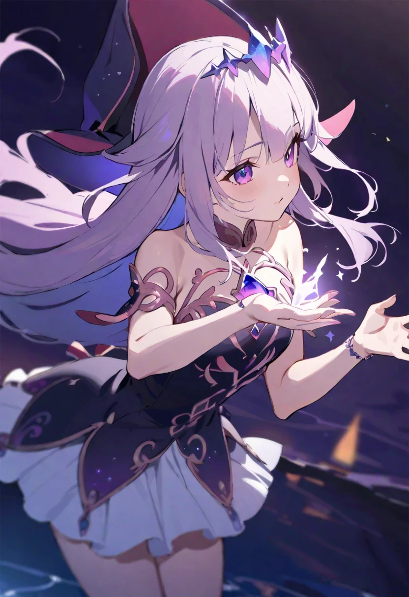 ancient stone jewelry/(Holographic live broadcast/),Dark Magic Maiden, masterpiece, best quality, (1 girl), alone, (water), long hair, blonde hair, blue tiara, wizard hat, cast a spell,