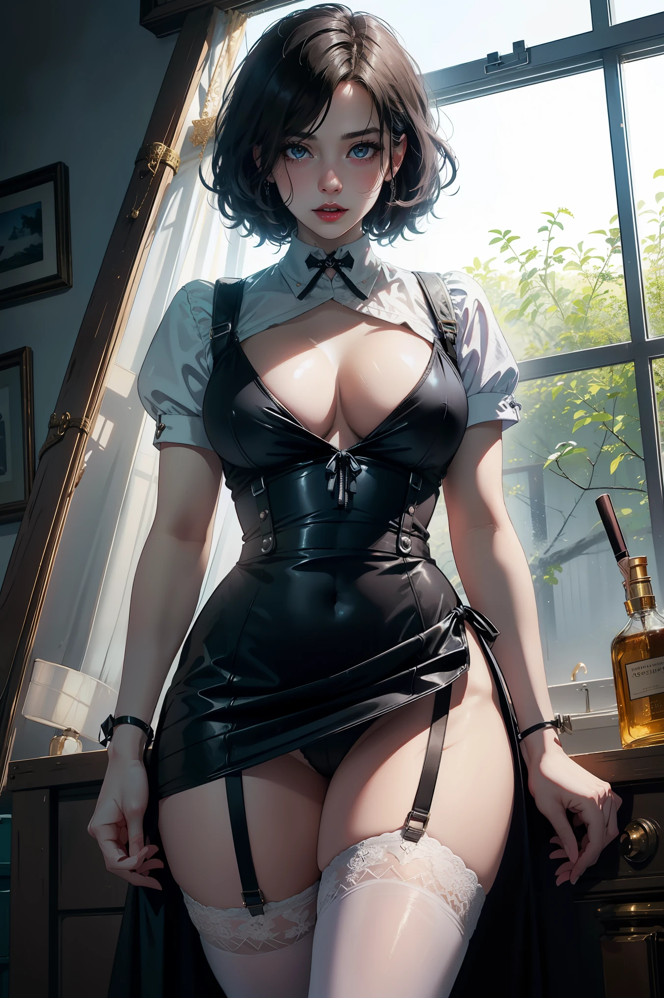 Stable Diffusion: (Best quality, 8K, A perfect hips, Attractive figure, stockings with suspenders, legs, Woman, succubus, in a dark apron, exquisite breasts, Ahegao's seductive face), Art style: Erotic fantasy, Bright colors, Sensual lighting, oil painting, detailed background.
Notification:I translated the Russian part of the tag into English according to the topic..。Simultaneously,需Notification给出的tag按照重要性从高到低排序。