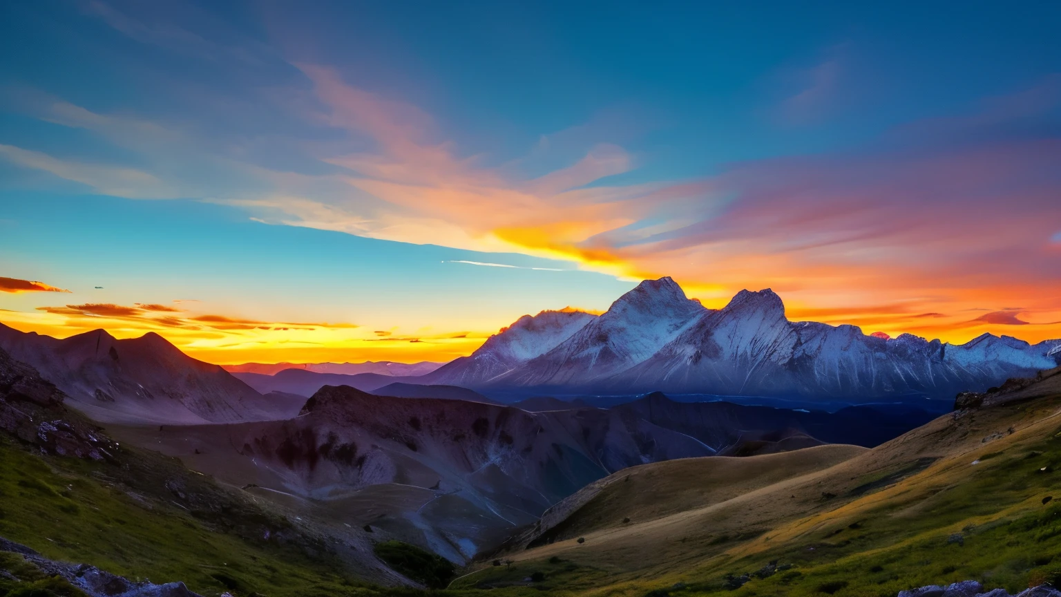Breathtaking sunset over the mountains