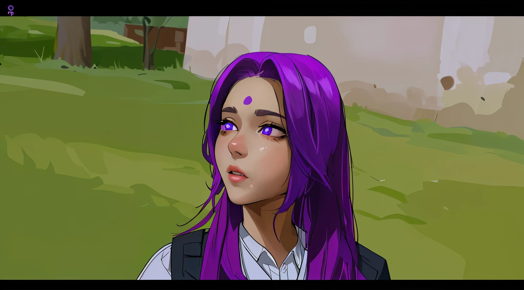 cute girl with pretty violet eyes speaks affectionately