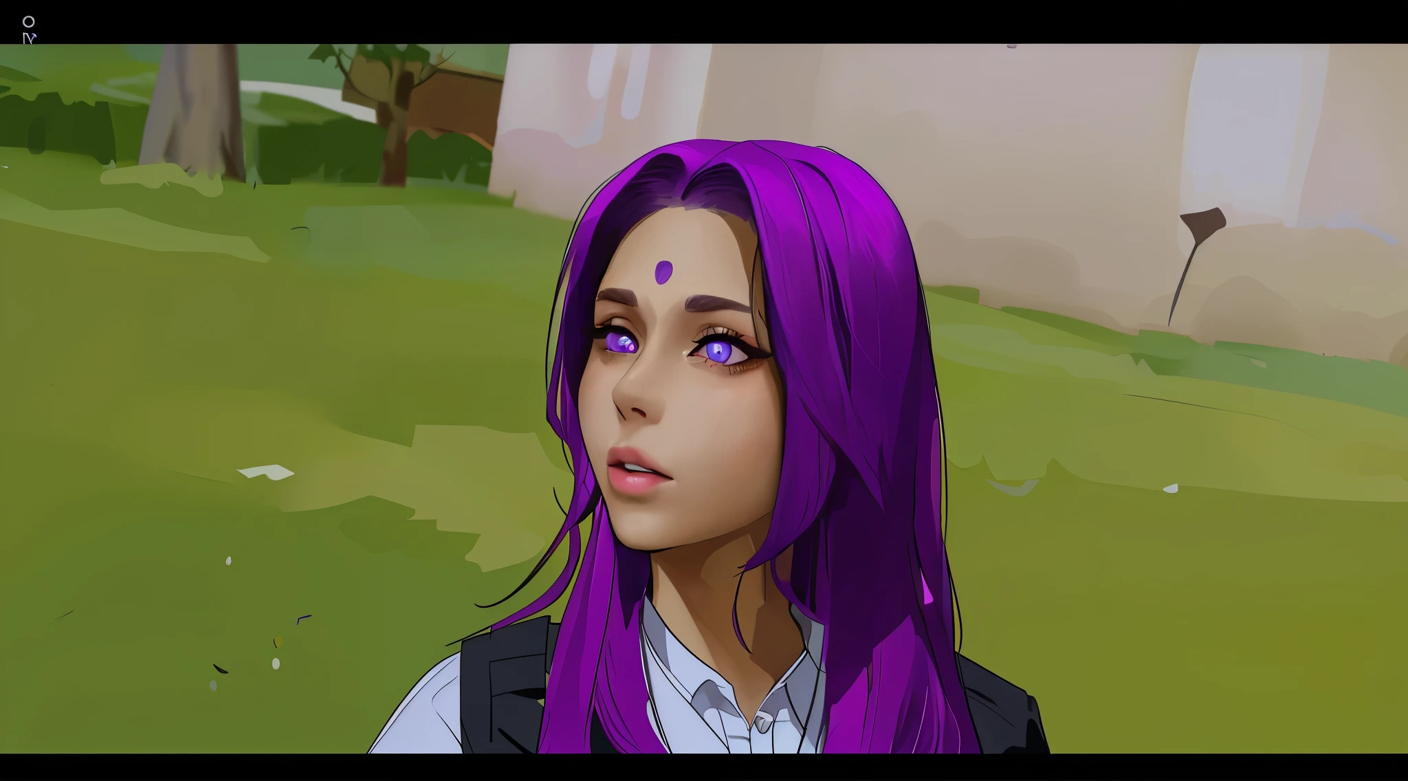 cute girl with pretty violet eyes speaks affectionately