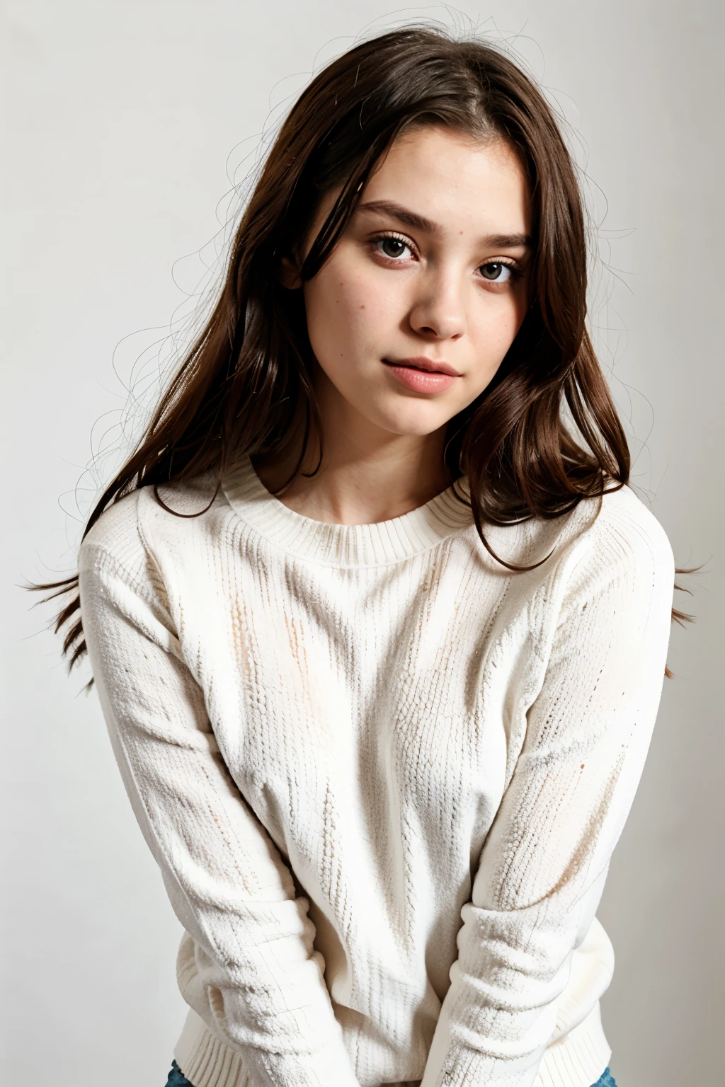 1girl,sweater,white background,