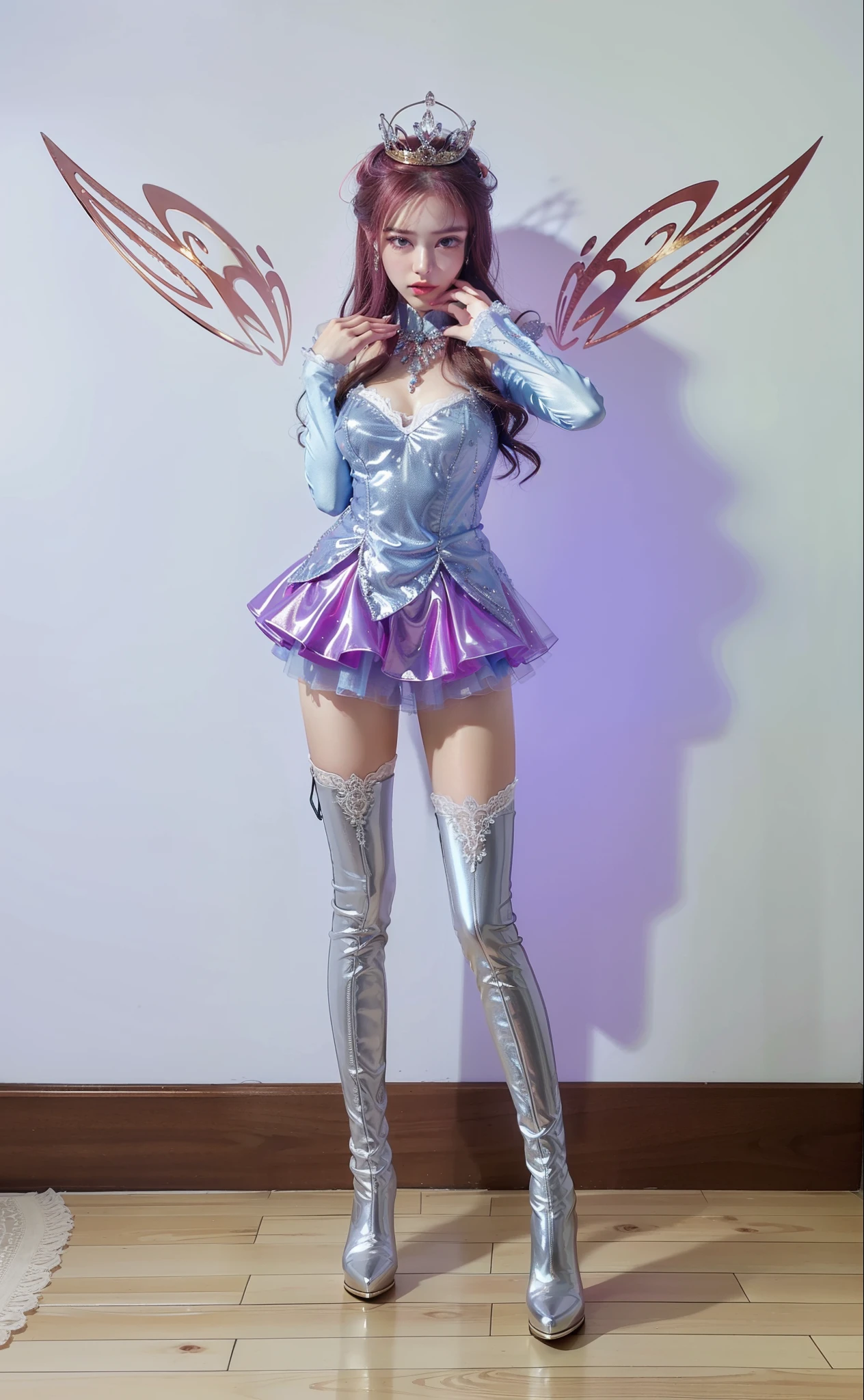 Royal sister,exquisite eyes,Frozen queen,put the crown on your head,Detailed facial expressions body,tall figure,Gorgeous,Leg length,4k,HD,Sensual,translucent lace,白皙plump figure,pretty face,Little cherry mouth,beautiful and delicious(3D royal sister),plump figure,gloss gel coat,Queen in luxurious dress,Crystal Gem Crown,crystal underwear,Wear diamond gold high heel boots,beautiful face,Five fingers neatly arranged