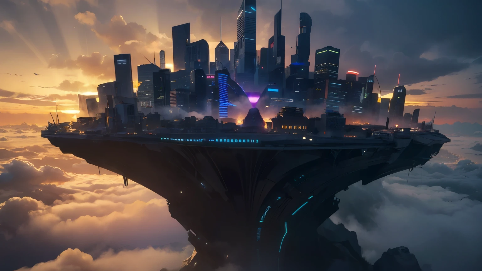 (highly detailed: A futuristic cityscape gleams under the glow of neon lights, day time, surrounded by fog, in a cinematic view, which is mixture of technology and fantasy, first-person view, first-person view, from below, atmospheric perspective, Eye-Level Shot, Sony FE GM, god rays, jpeg artifacts, cinematic lighting, ((Best quality)), ((masterpiece))