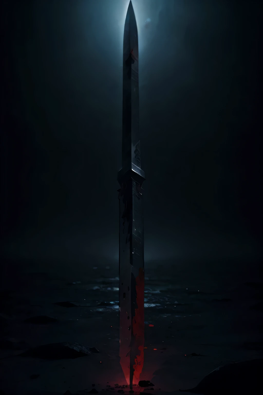 sword of the abyss , shaped like a katana , dark aura , blood and corpses in its  surrounding waiting for the right wielder in the deepest part  of the abyss itself is the abyss 