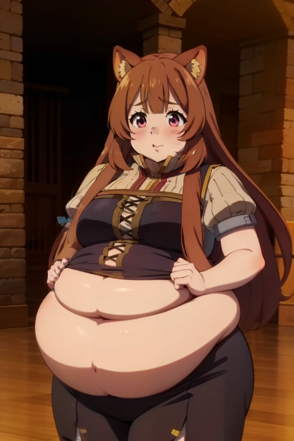 Fat Raphtalia, fedding you, obese, super obese