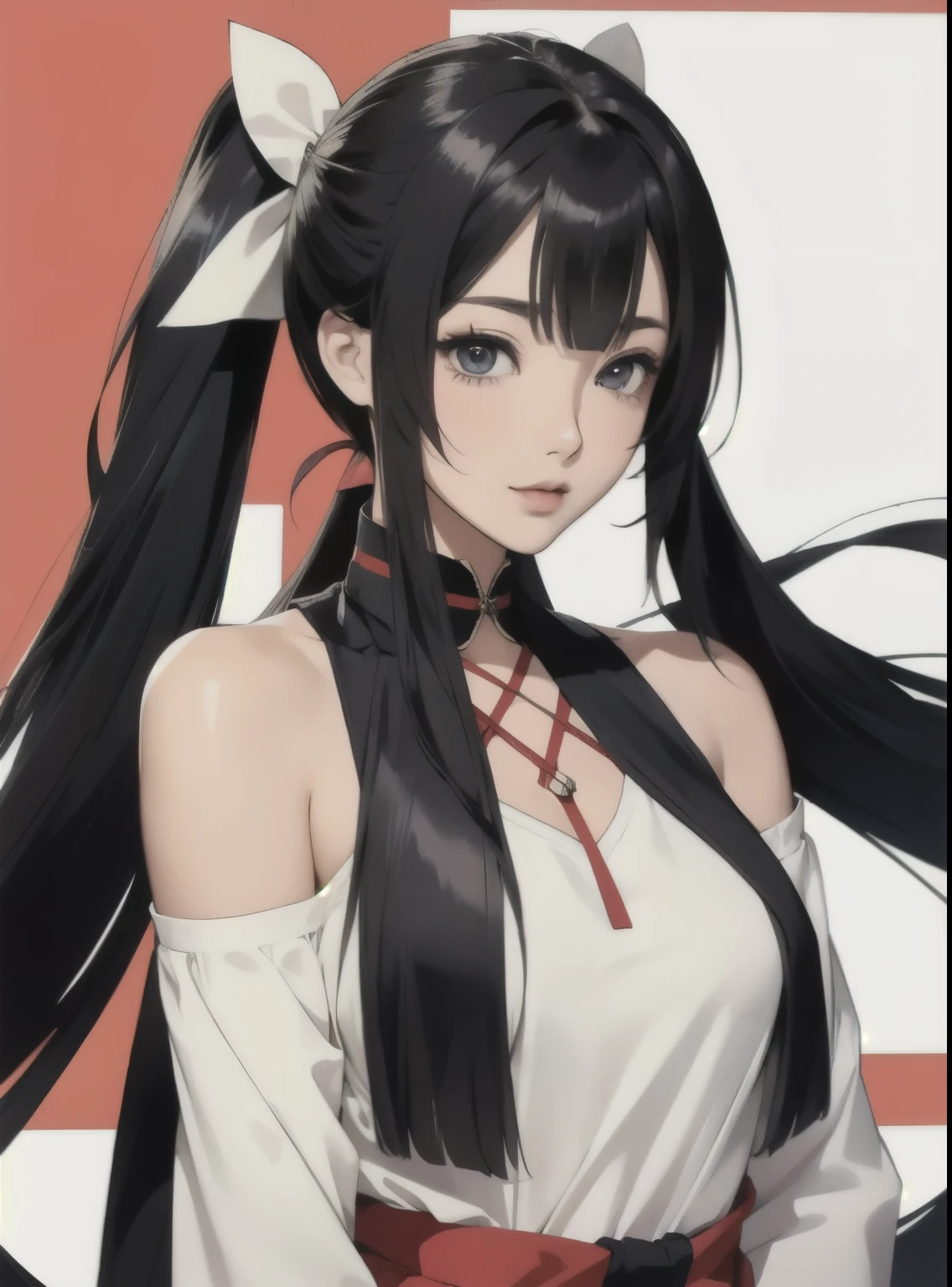 Draw an anime-style older sister with long hair and a twin-tail hairstyle. The girl should look like an adult woman, with a mature and confident disposition. She should have large eyes, a small mouth, and small hands.
The girl should have a thin and curvy body, with a slender waist and narrow shoulders.