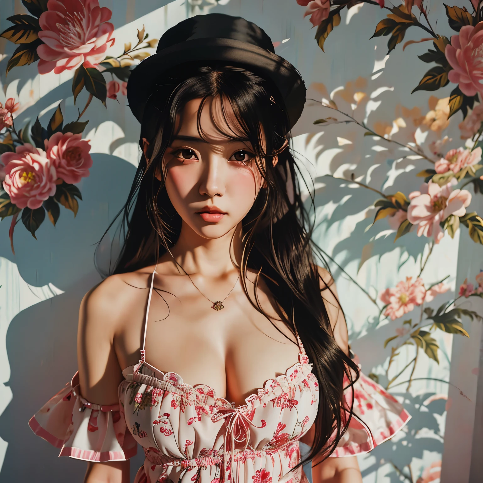 Anime girl with long black hair wearing a straw hat, anime style 4k, Beautiful anime portrait, Anime cute art style, Anime Art Wallpaper 4k, anime art wallpaper 4k, High quality anime art style, anime style portrait, guweiz, guweiz style artwork, Detailed digital animation art, anime art wallpaper 8k, Cute anime girl portrait