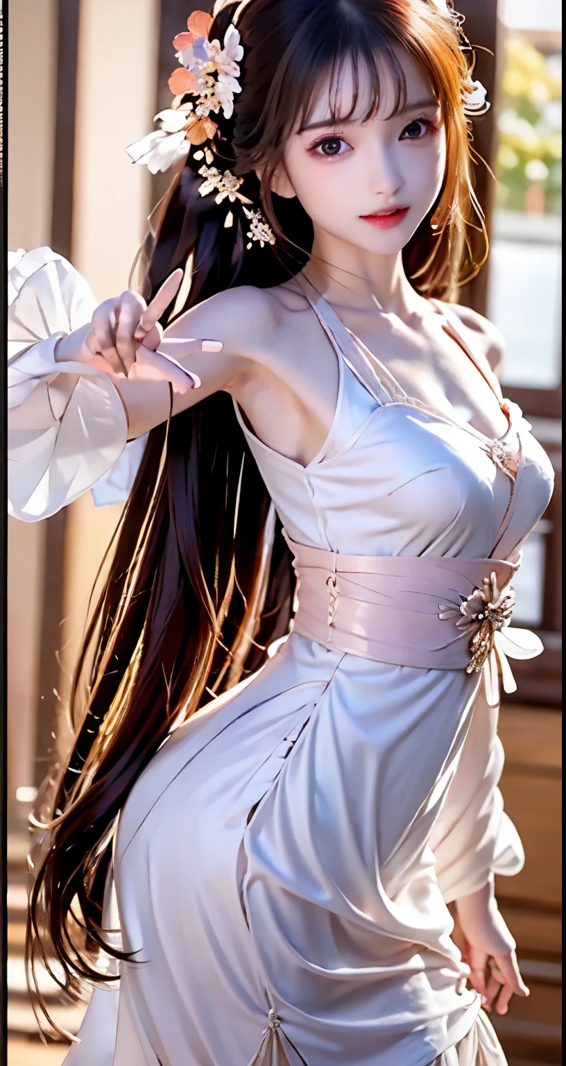 JK girls, Girl wearing Japanese women's uniform, 8k, very high image quality, Film texture, actual, eat japanese food, japanese background, depth of field, tatami room, warm light, bow on chest, Bangs, shoulder length hair, (playful eyes), double eyelids, Darken the corners of the eyes, lying silkworm, bracelet on wrist, scarlet lips, Shiny, textured lips, Delicate skin texture, brown sparkling pupils, (((Keep your eyes on the camera)))), long fingers, ((round face)), ( ((small lips)))