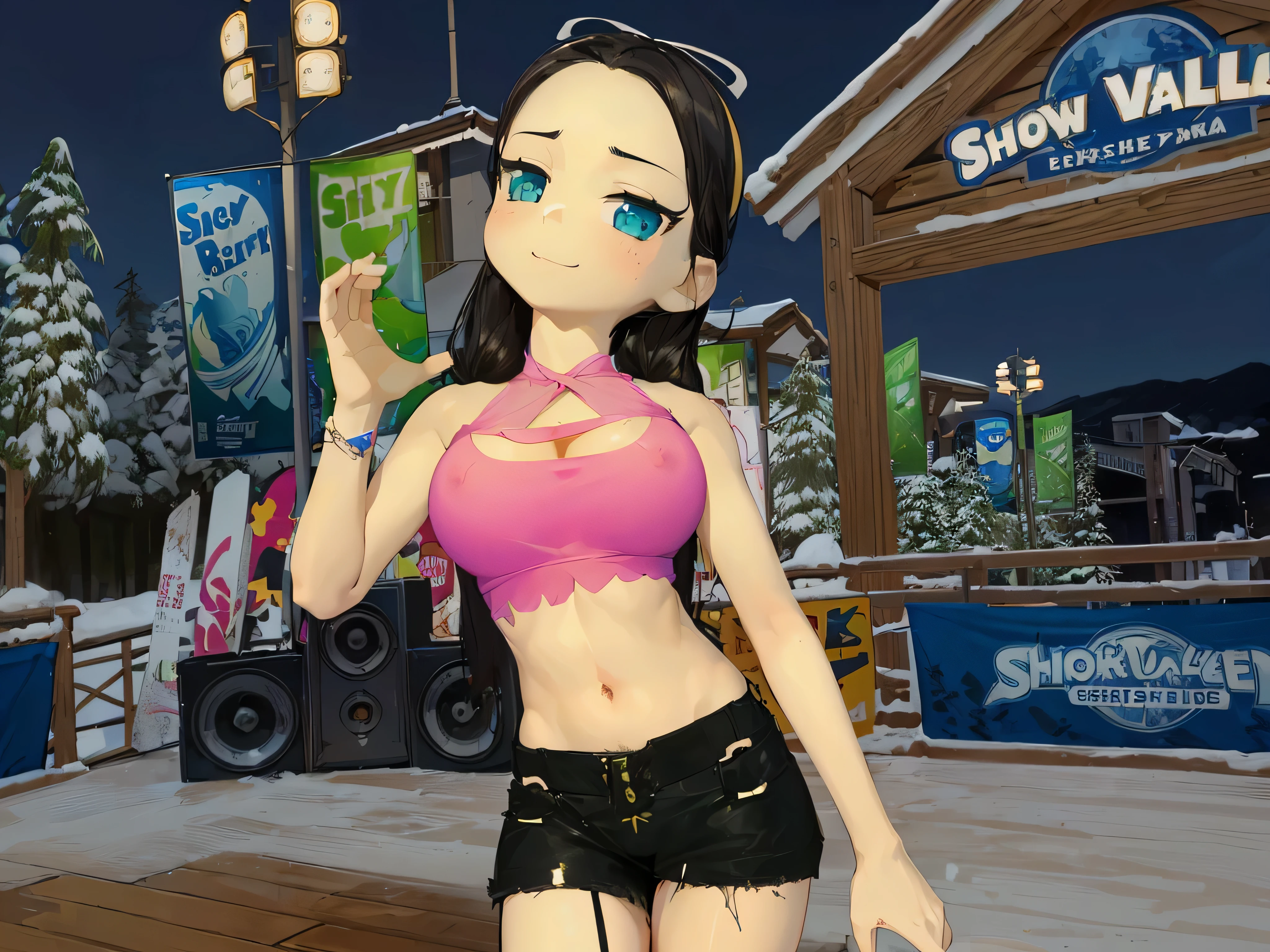 1 girl, alone, (The shirt will be tight around the chest..........:1.5), Masterpiece, 8k, (big breasts:1.5), Cute face, smile a little, look at the audience., (hairy:1.8), (tits:1.5), pussy, blue panties