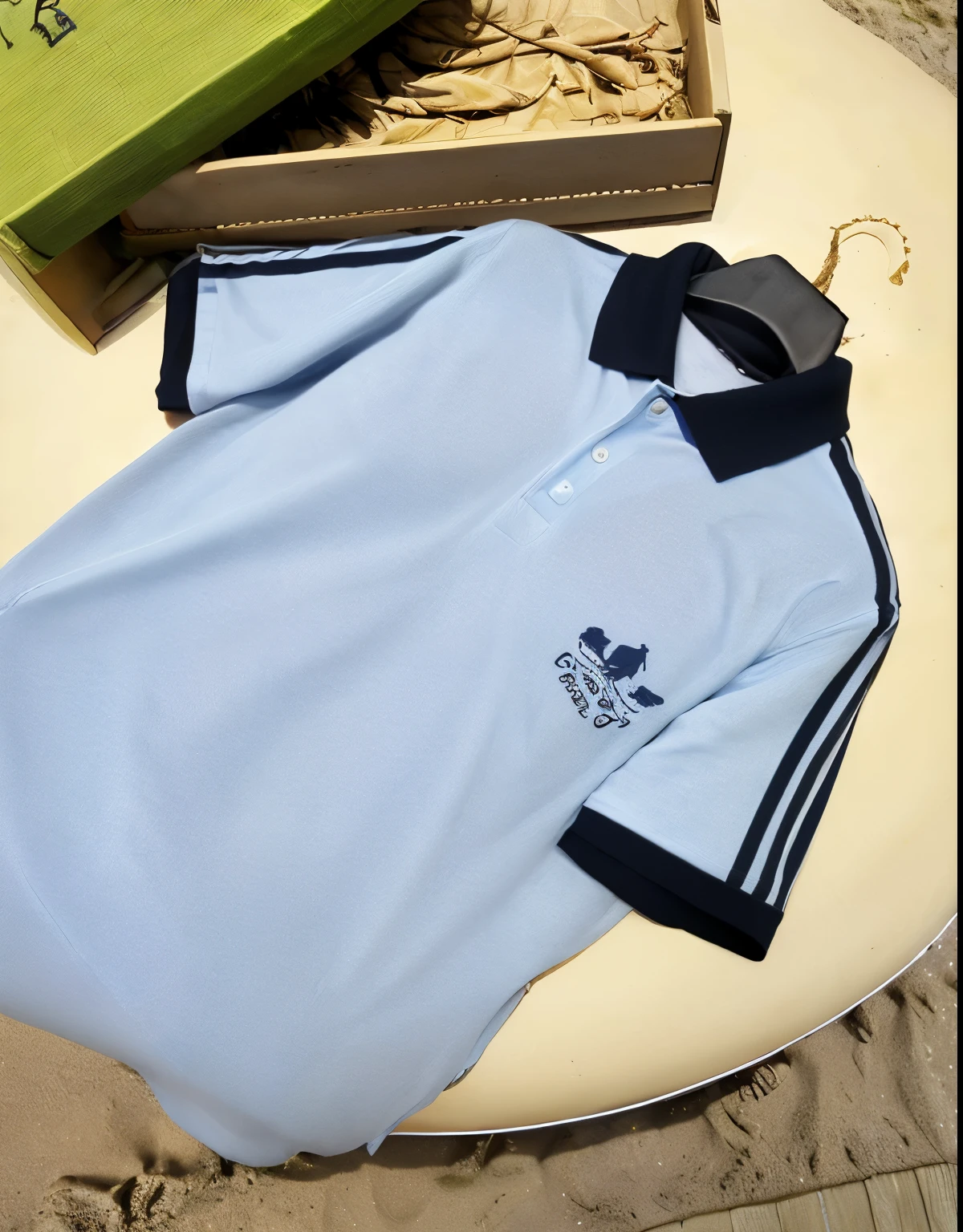 homem elegante usando camisa polo, caminhando na praia