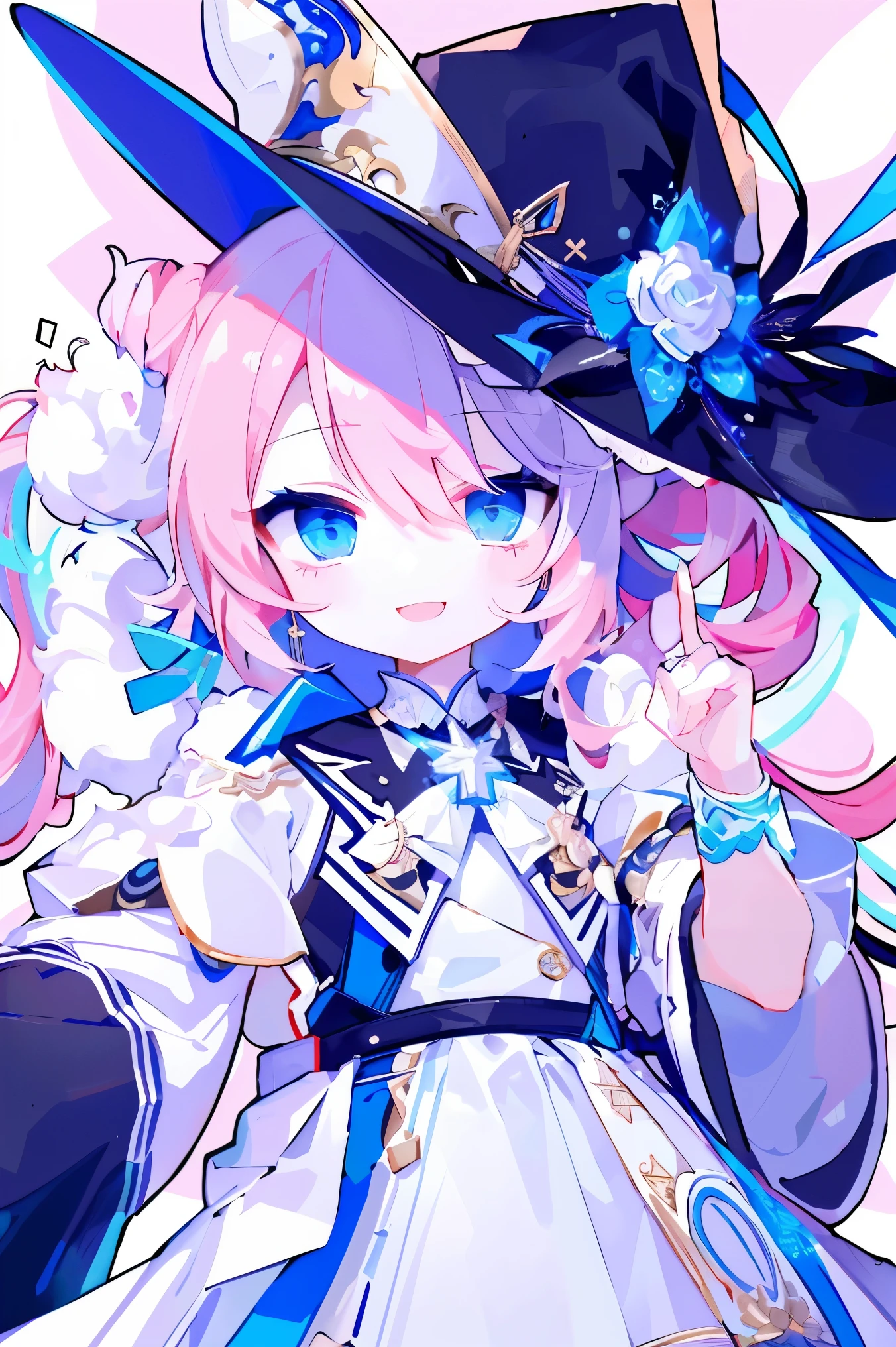 (highest quality、masterpiece:1.2) ((1 girl)) pink hair、light blue eyes、ponytail、elegant (blue clothes) flat chest、beautiful eyes、beautiful hair、beautiful and well-shaped face、beautiful mouth ((girl)) ((Furious expression、vulgar smile))
