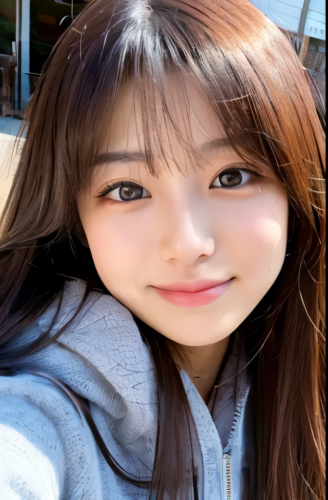 selfie, japanese girl, 8k, highest quality, masterpiece, realistic, Photorealistic super detail, one girl, cute,beautiful eyes, long hair, perfect face,18 year old girl