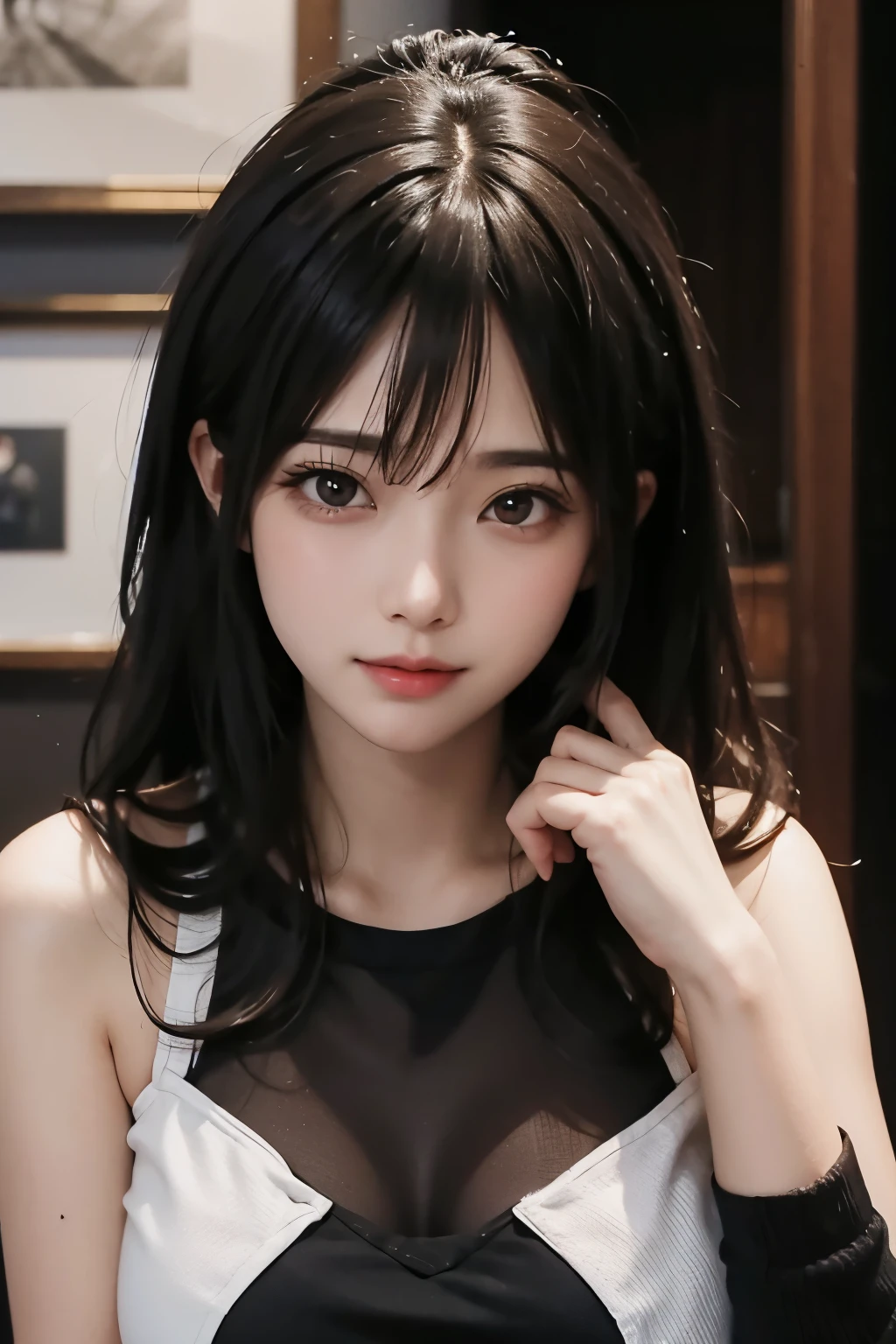 8k, masterpiece, RAW Photos, highest quality, Realistic, Highly detailed CG Unity 8k wallpaper, Written boundary depth, Cinematic Light, Ray Tracing，(Very beautiful face, Beautiful Lips, Beautiful Eyes), (dense beautiful skin) ,  One Girl, Very cute  Japanese girl,  Always wears glasses, (Very slim figure:1.3),   Body Type, Young Body, Young Face,  Small breasts, とてもSmall breasts, Very small and flat bust， 60cm AAA cup bust，Small Ass, Beautiful black long hair, latex bikini of luster、Shinjuku Okubo Park at night、Full Shot、The cutest photoshoot ever