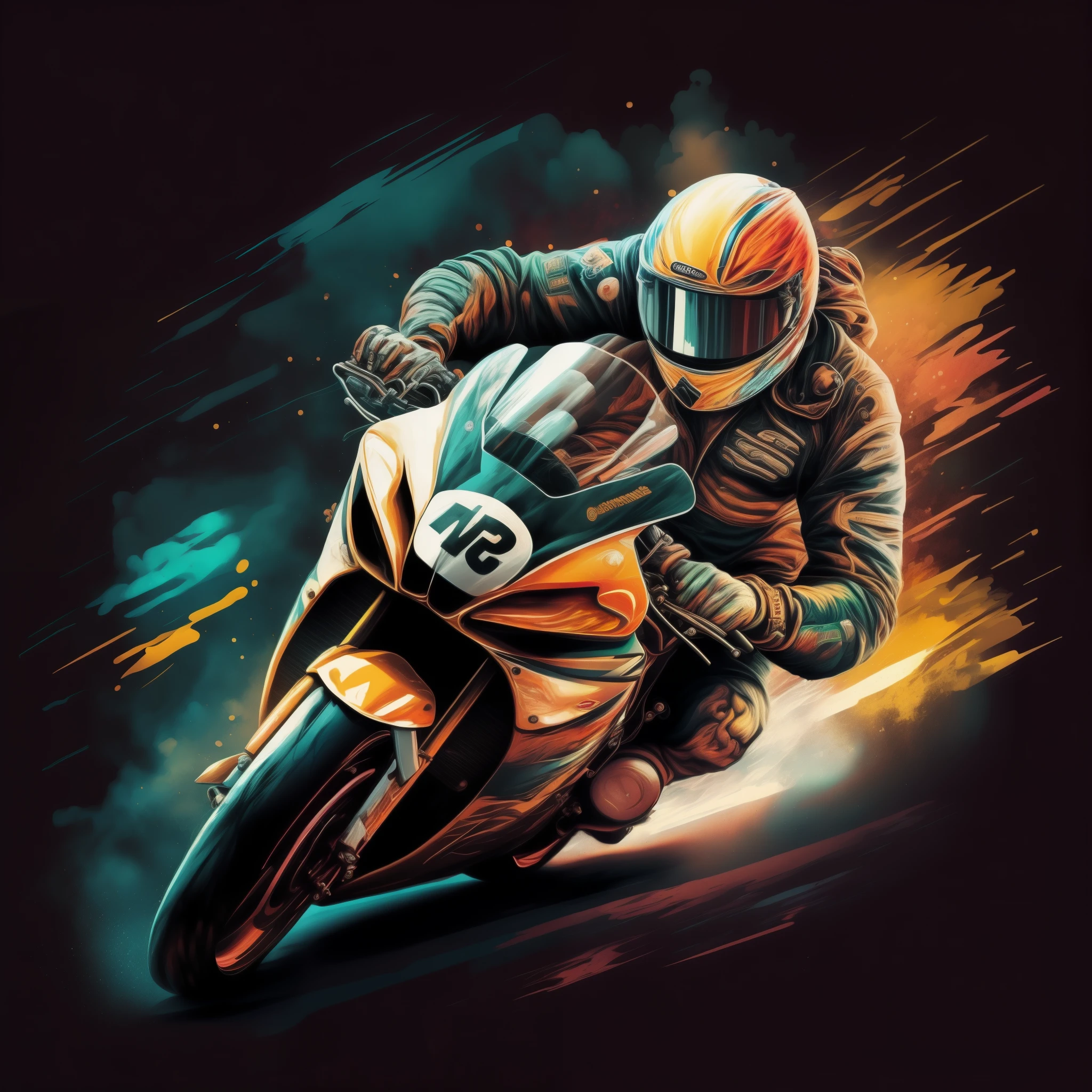 illustration of a man riding a motocicleta on a dark background, inspirado em Sam Spratt, in digital illustration style, motociclista, arte vetorial, vector illustration, motocicleta concept art, artistic illustration, a beautiful art illustration, epic digital art illustration, pictorial illustration, estilo pintura digital, arte vetorial hd, motocicleta, pintura digital altamente detalhada
